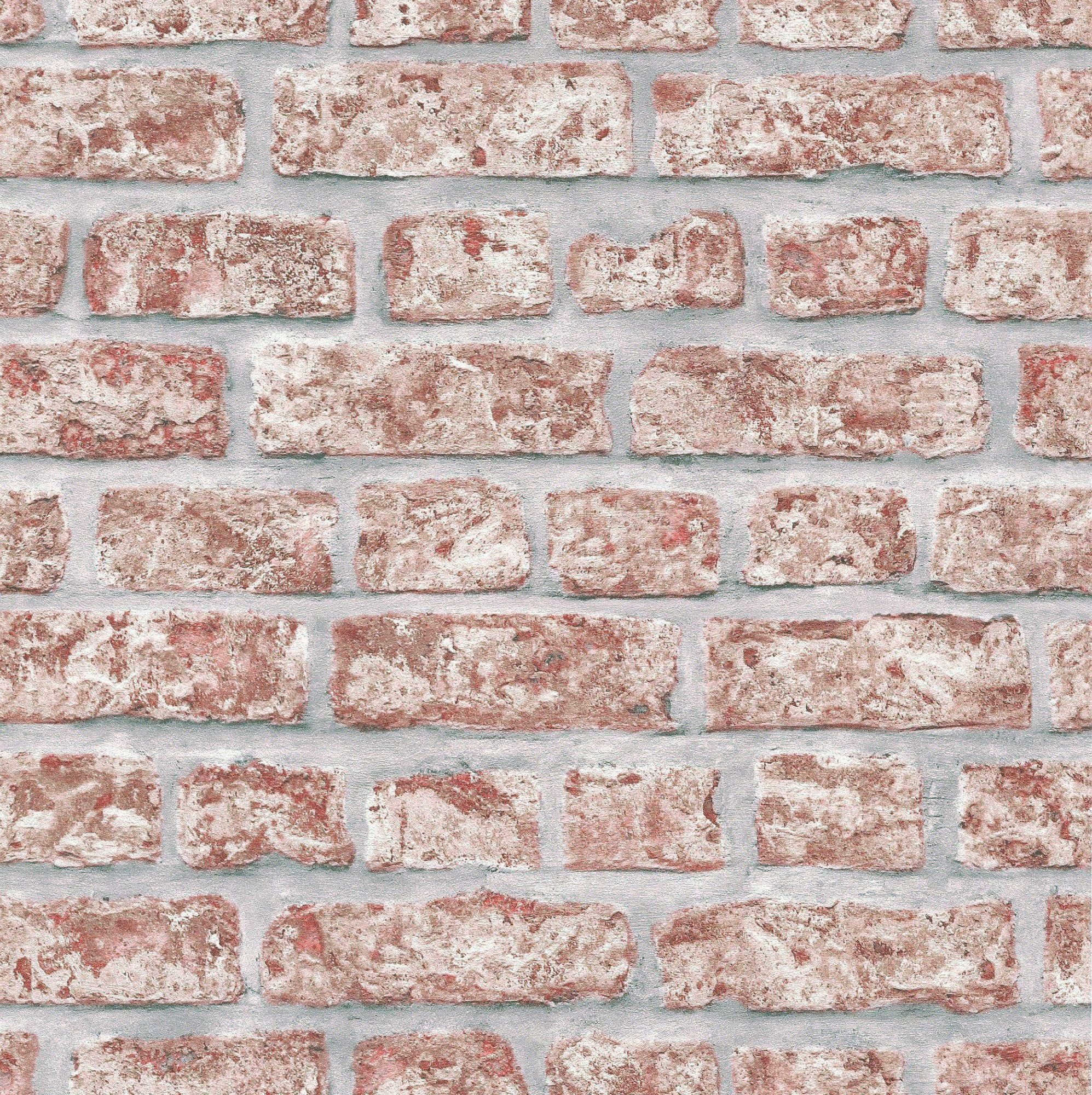 WOW Vliestapete »Steine« Steinoptik geprägt Rot - 10m x 52cm günstig online kaufen