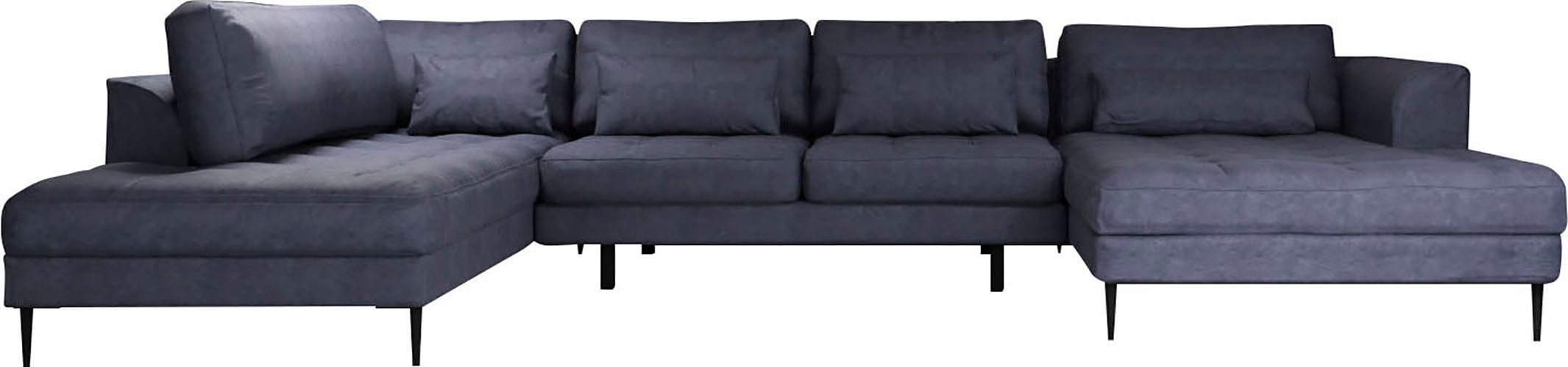 TRENDMANUFAKTUR Wohnlandschaft »Luzi, gemütliches Sofa, extra viel Platz, viele Kissen, OTTOs Choice« Designsofa mit tollem Sitzkomfort, Metallfüße schwarz, Breite 361 cm