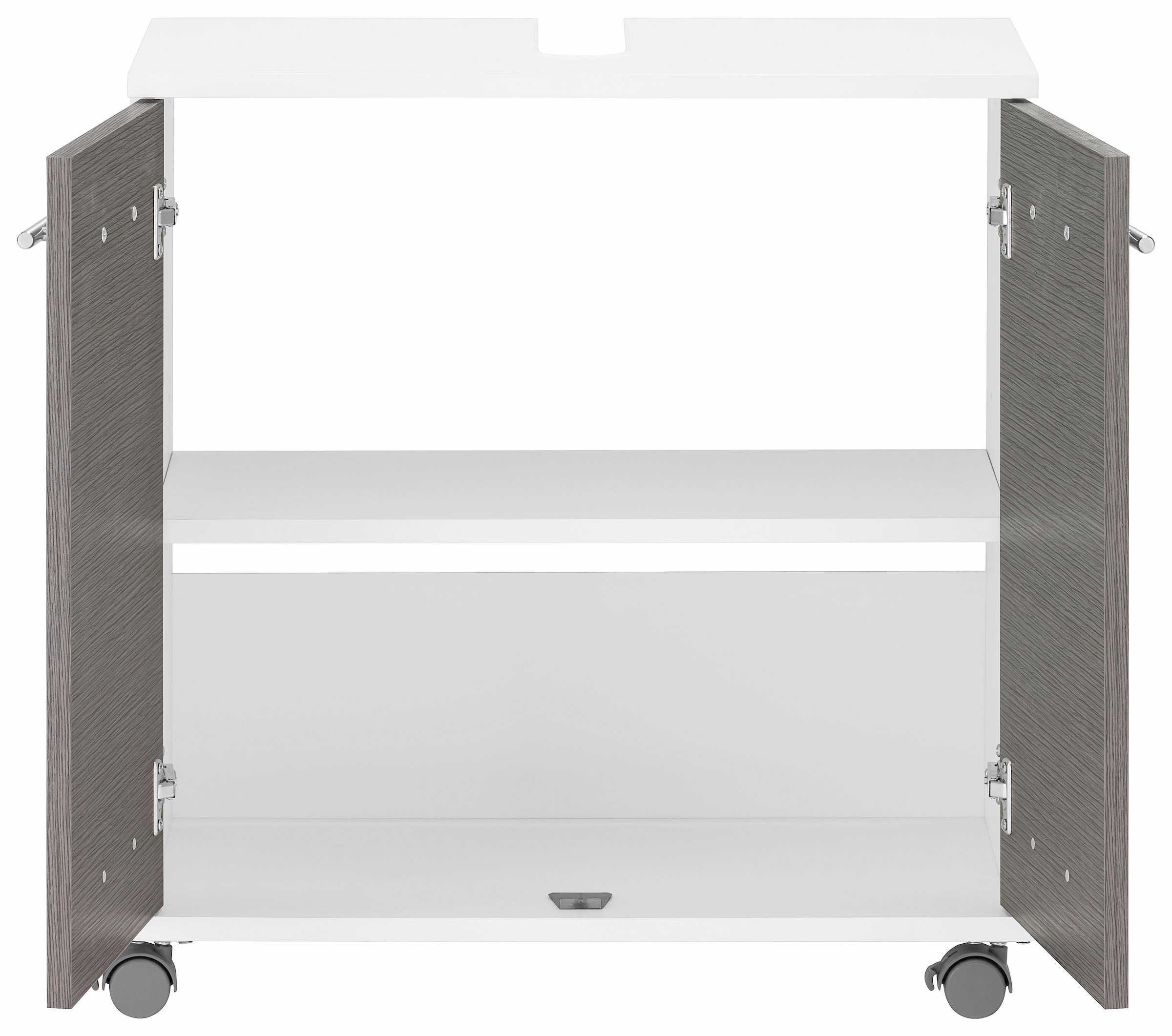 welltime Waschbeckenunterschrank »Emmi, Breite 59 cm«, Siphonausschnitt, Metallbeschläge
