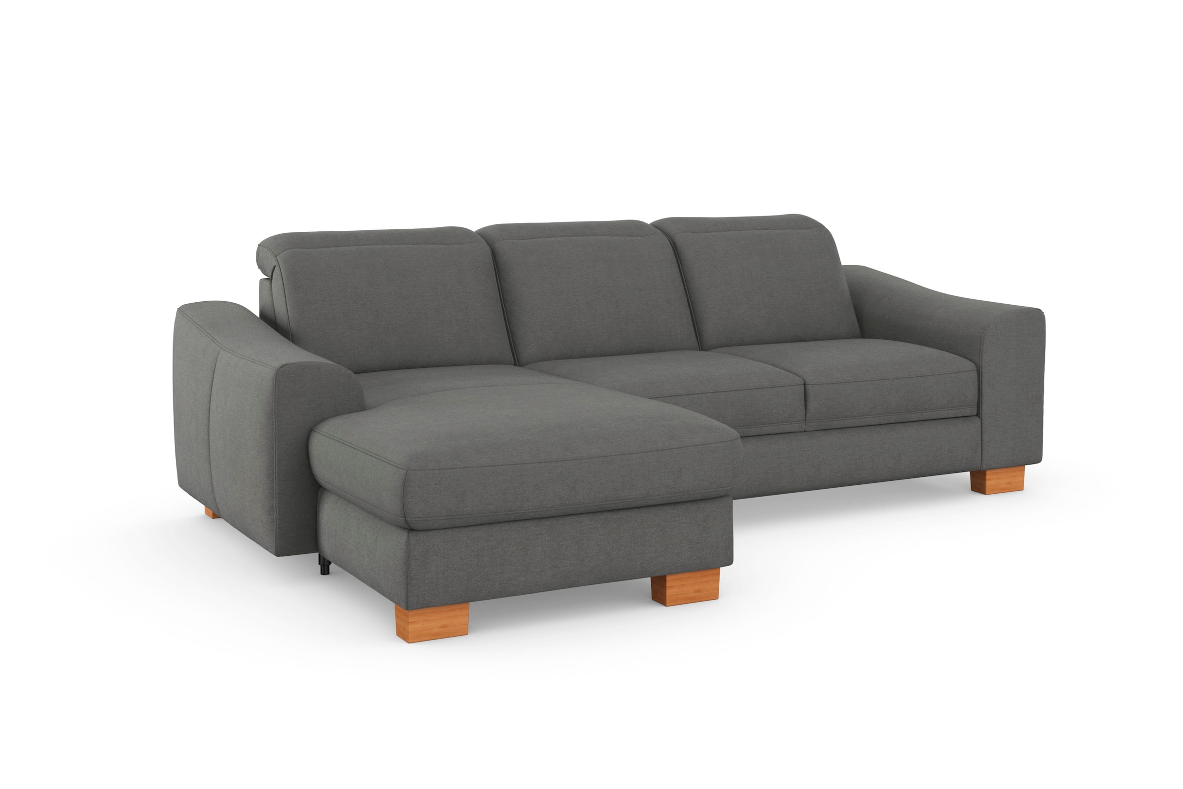 sit&more Ecksofa »Dundee L-Form«, mit Federkern und Massivholzfüßen, wahlweise mit Kopfteilverstellung