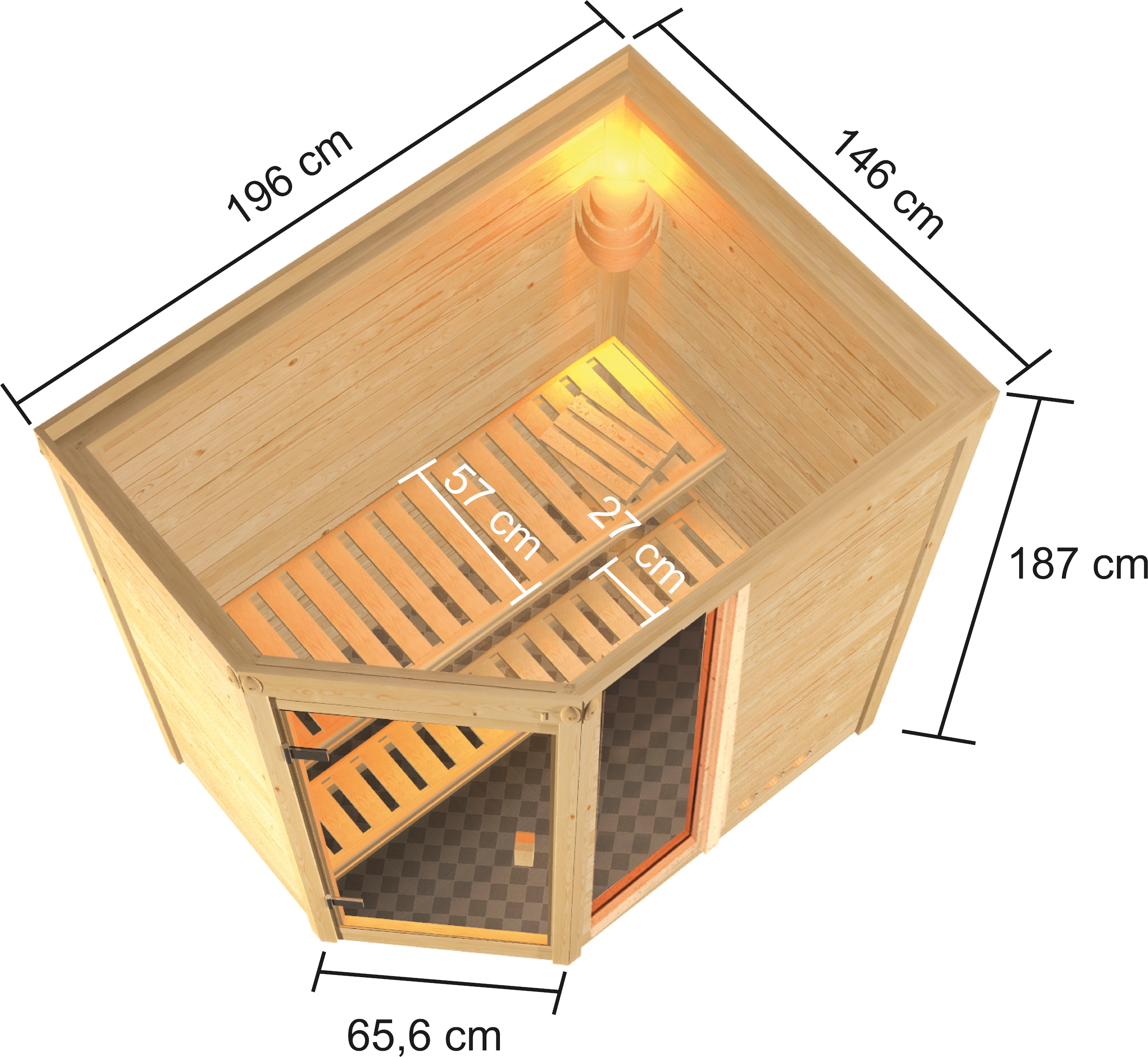 welltime Sauna »»Josie««, 9-kW-Ofen mit int. Steuerung