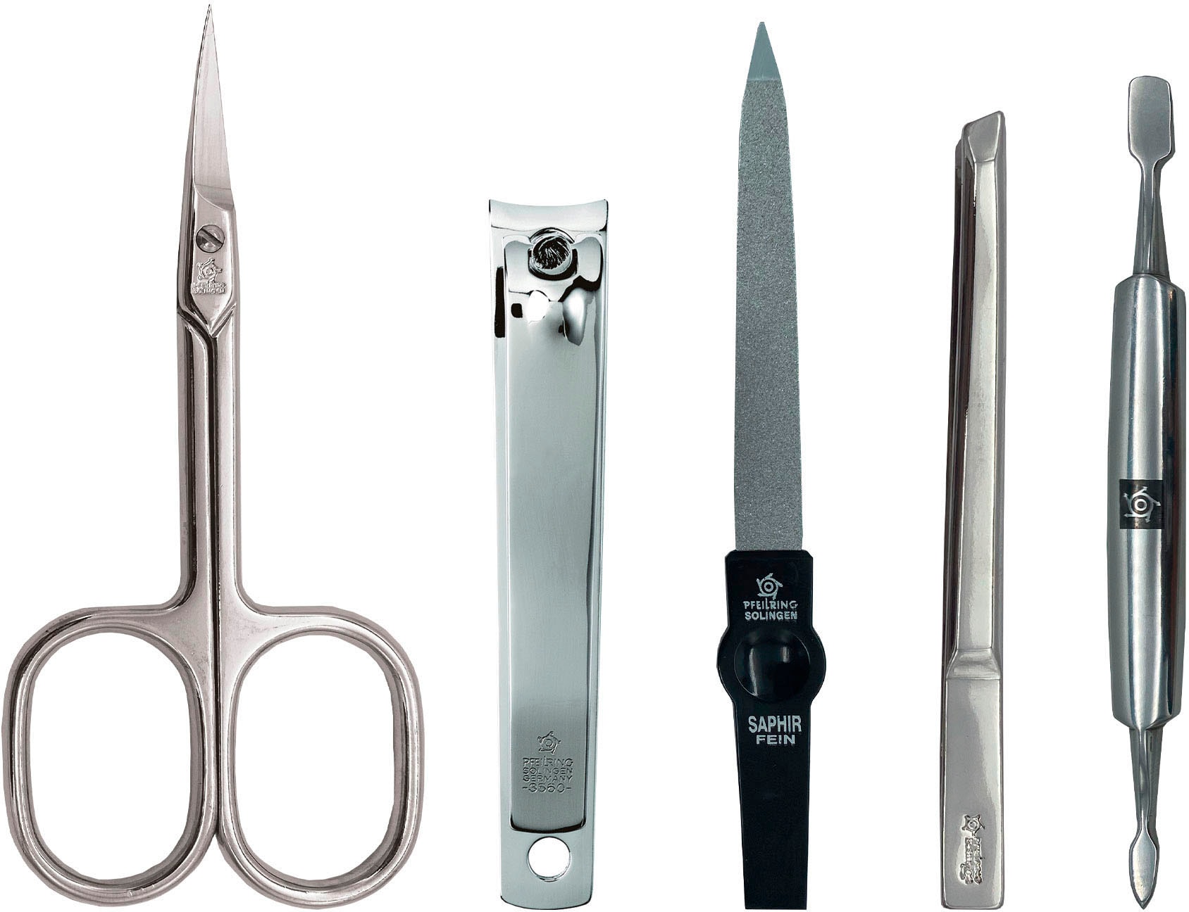PFEILRING Maniküre-Etui, (5 tlg.), Reißverschlussetui in Metall-Optik
