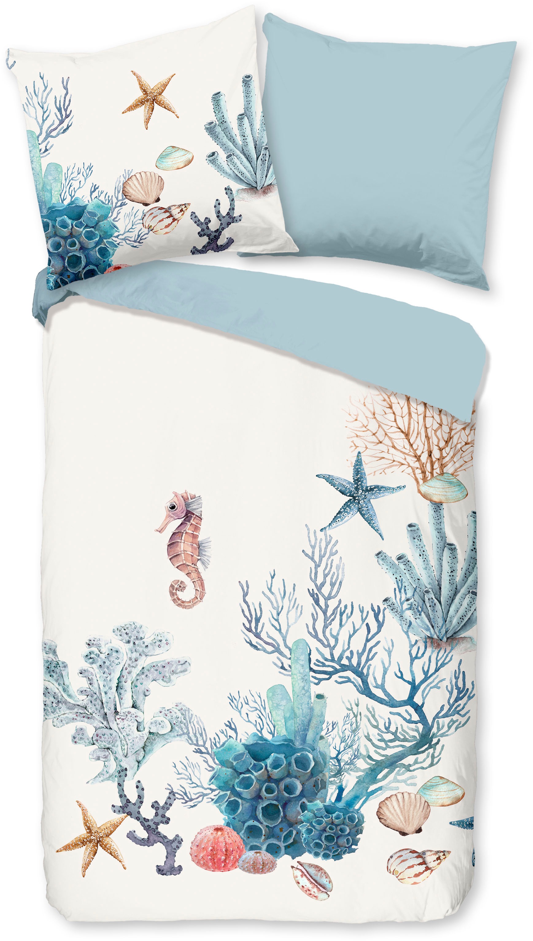 good morning Wendebettwäsche »Reine«, 100% Baumwolle, 135x200, Reißverschluss, Wendeoptik, Maritim, Meer