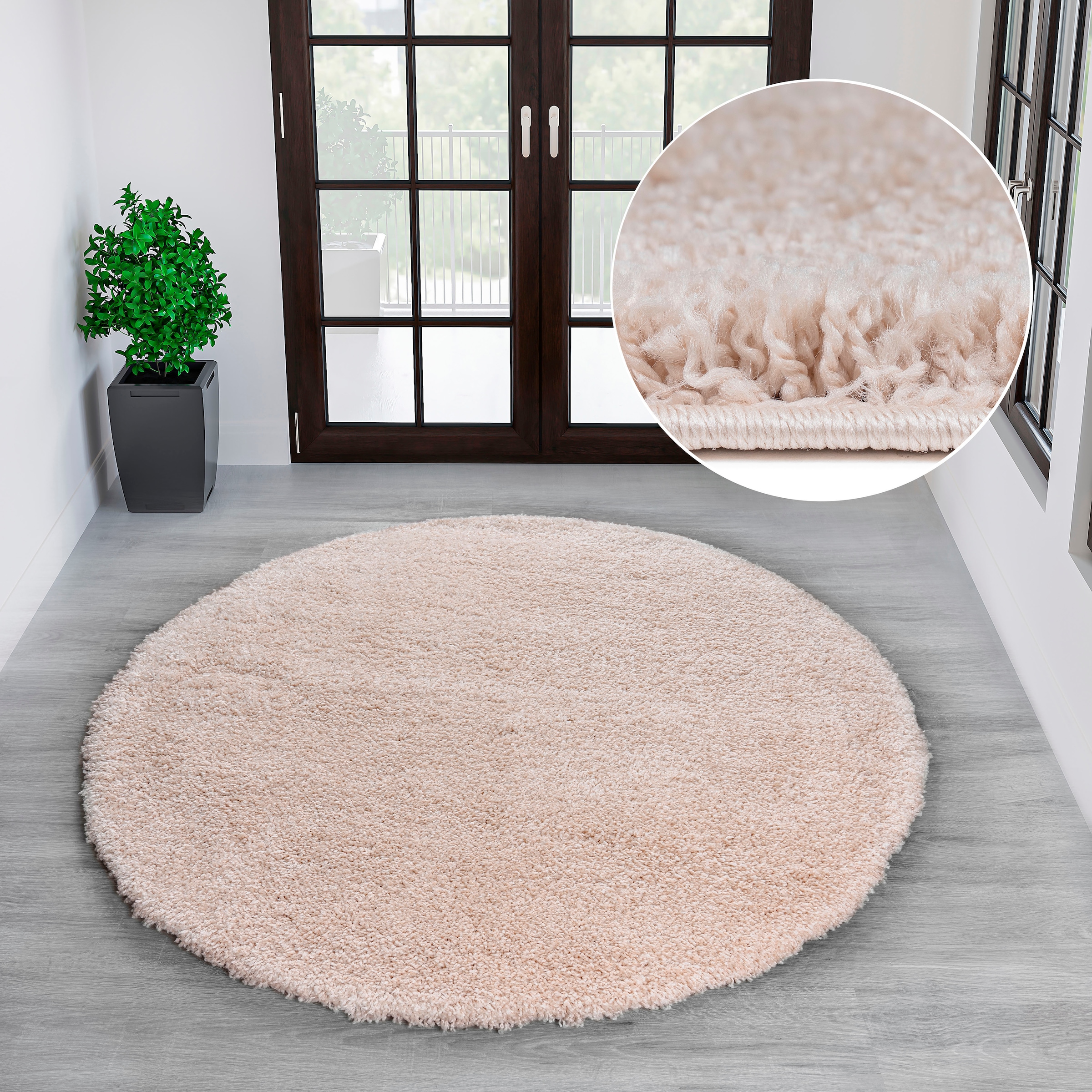 my home Teppich »Viva rund« rund 45 mm Höhe Uni-Farben, einfarbig, besonder günstig online kaufen