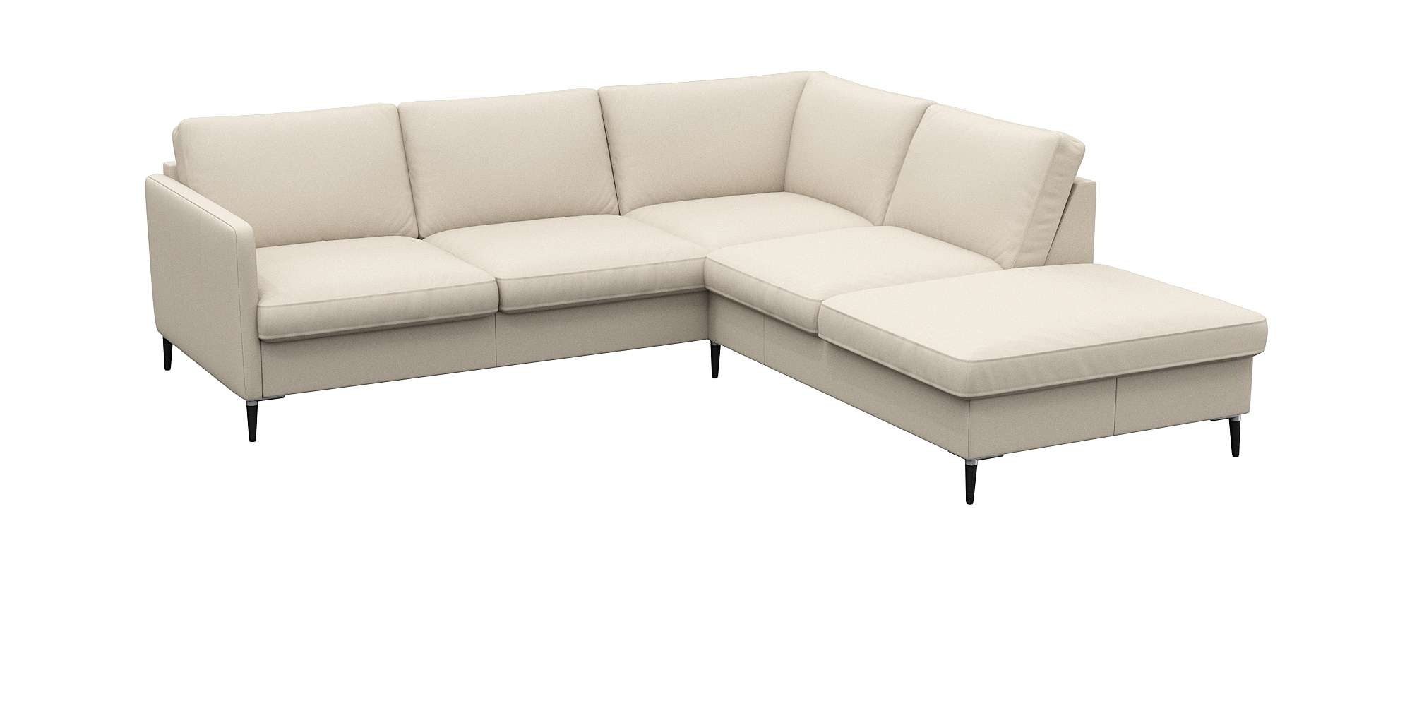 FLEXLUX Ecksofa »Fiore, L-Form«, schmale Armlehnen, Füße Alu/schwarz, B/T 234/225cm, Kaltschaum im Sitz