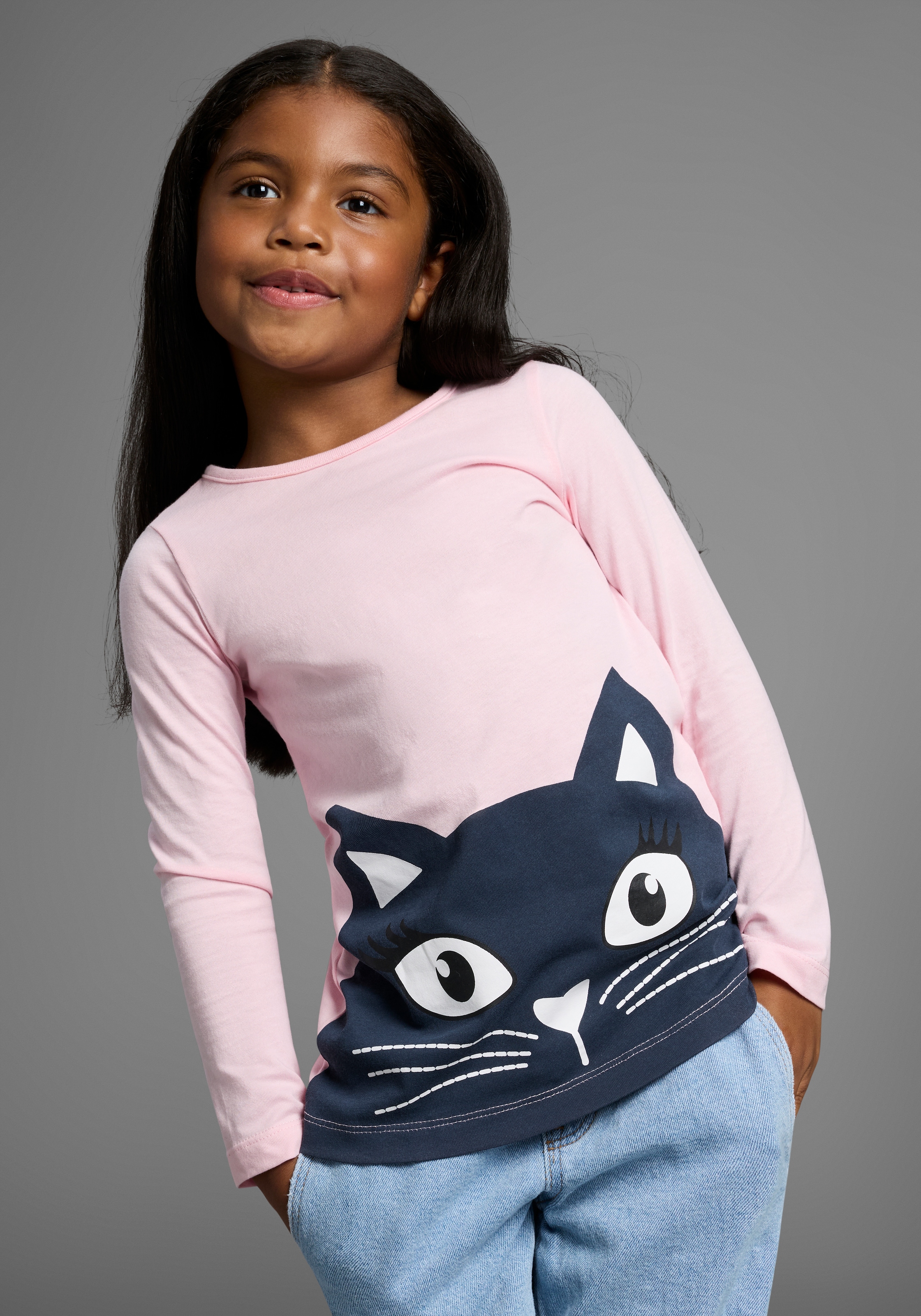 KIDSWORLD Langarmshirt »für kleine Mädchen«, (2 tlg., 2er-Pack), Langarm, lässige Passform