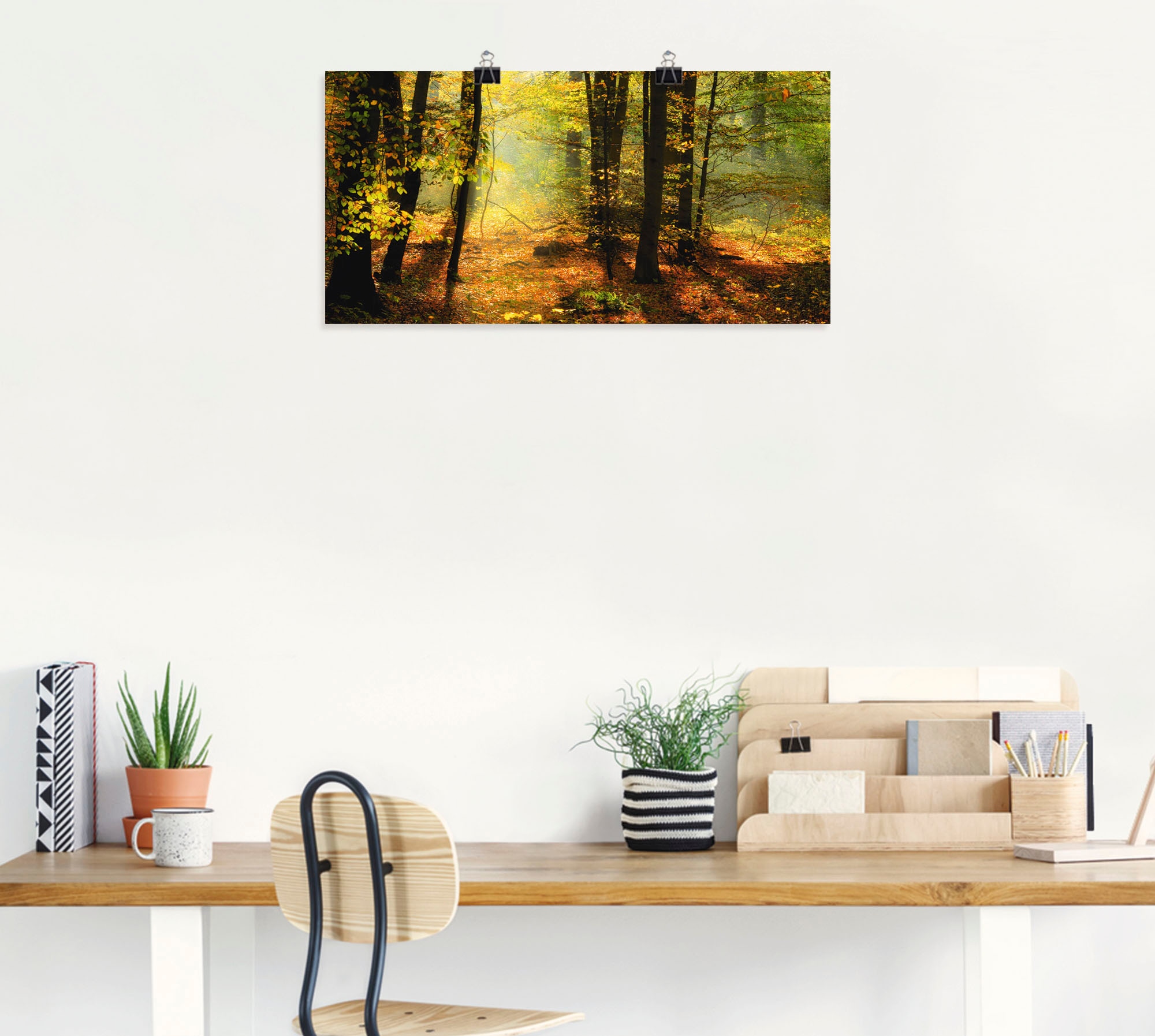 Artland Wandbild "Herbstlicht im Wald", Wald, (1 St.), als Leinwandbild, Po günstig online kaufen