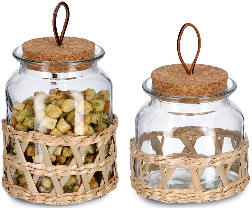 Zeller Present Vorratsglas »Boho« Set, 2 Stk. tlg. Makramee-Optik günstig online kaufen