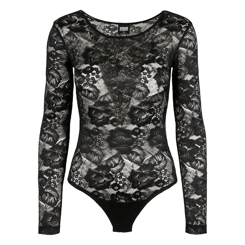 URBAN CLASSICS Body »Damen Ladies Lace Longsleeve Body« black XL - US-Größen US-Größen XL Bodies für vielseitige Looks