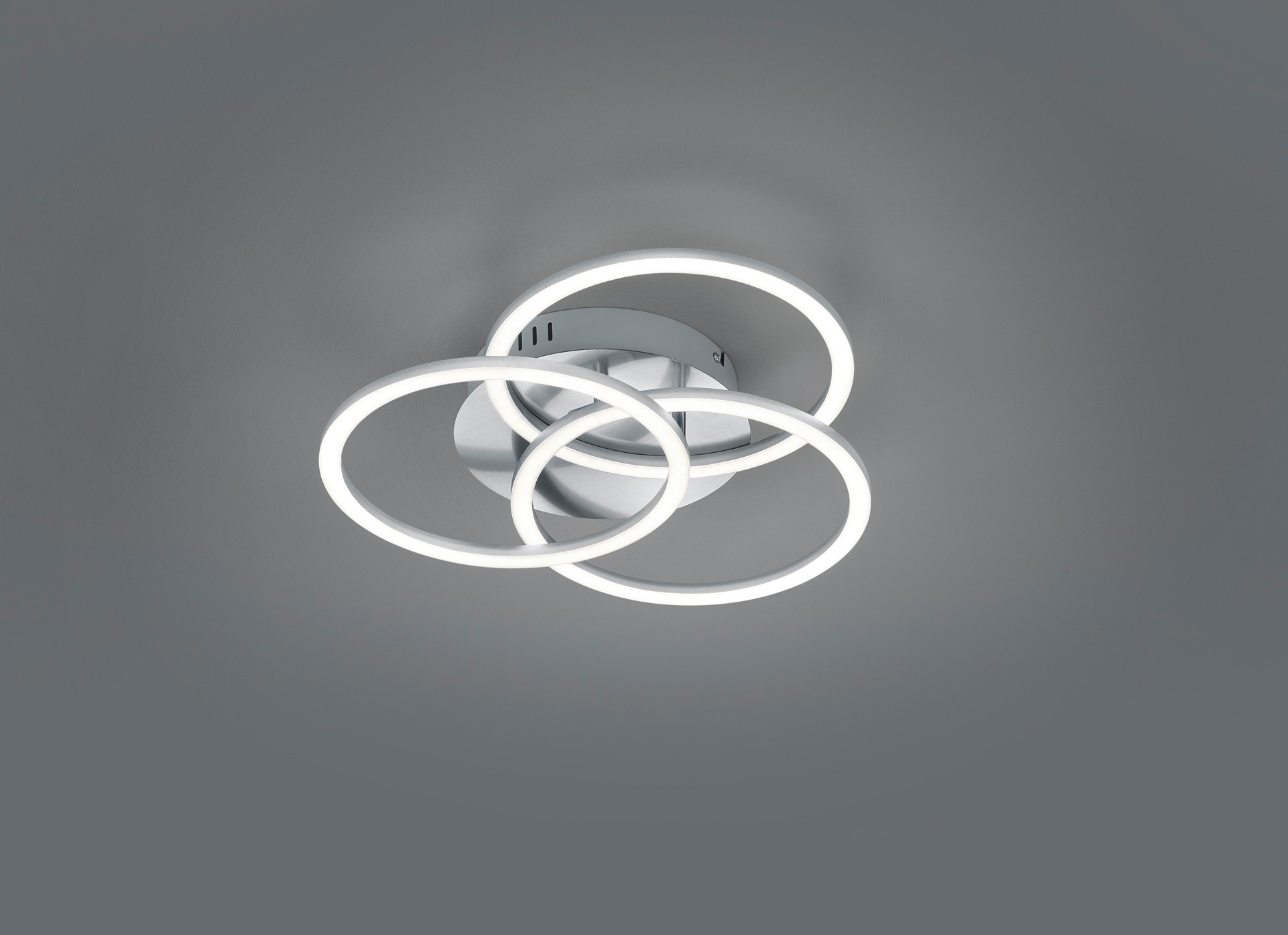 REALITY Leuchten LED Deckenleuchte »Circle«, 1 flammig, Leuchtmittel LED-Board | LED fest integriert, Deckenlampe Nickel matt mit schwenkbaren Ringen / inkl. Fernbedienung