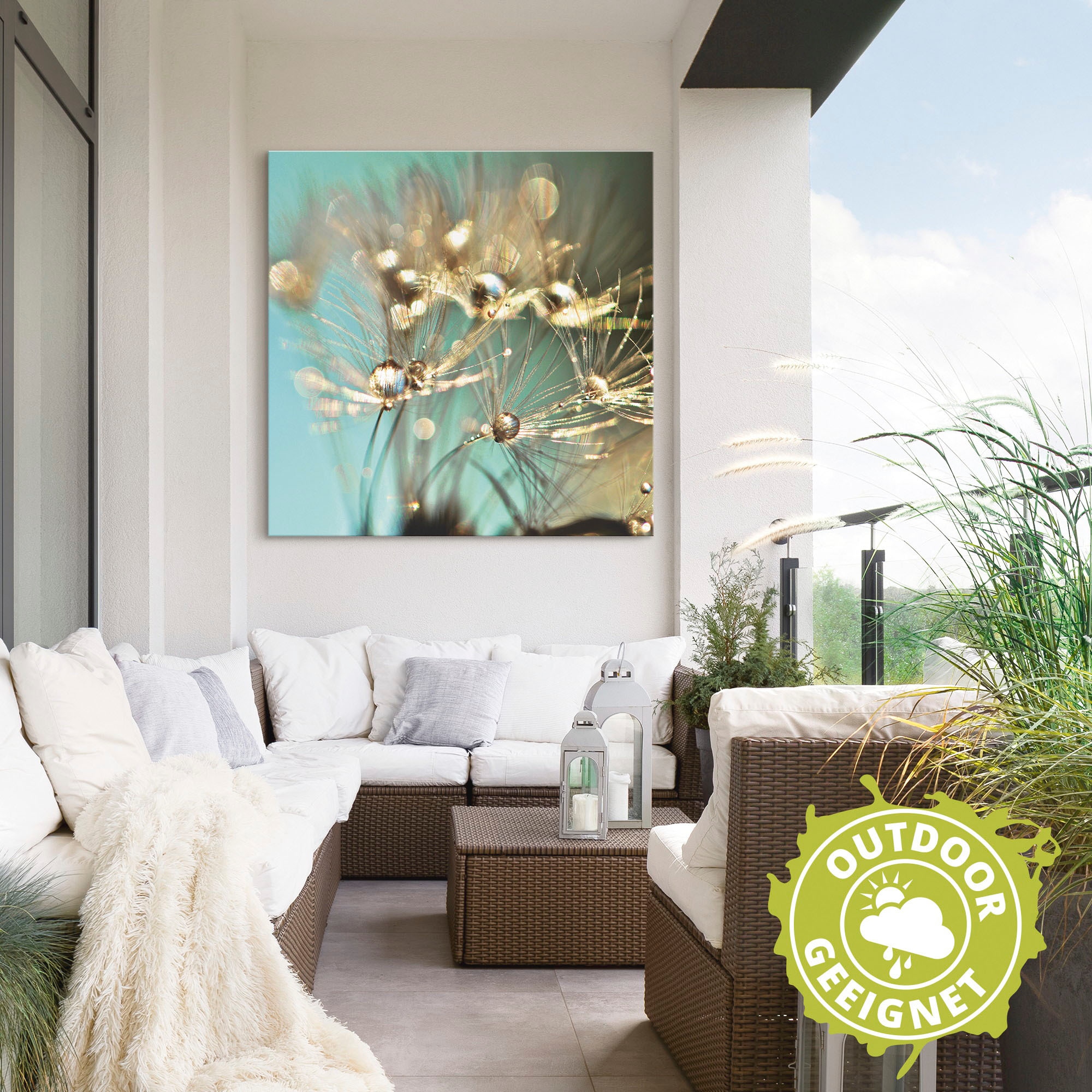 Artland Wandbild »Pusteblume glänzendes Gold«, Blumen, (1 St.), als Alubild, Outdoorbild, Leinwandbild, Poster, Wandaufkleber