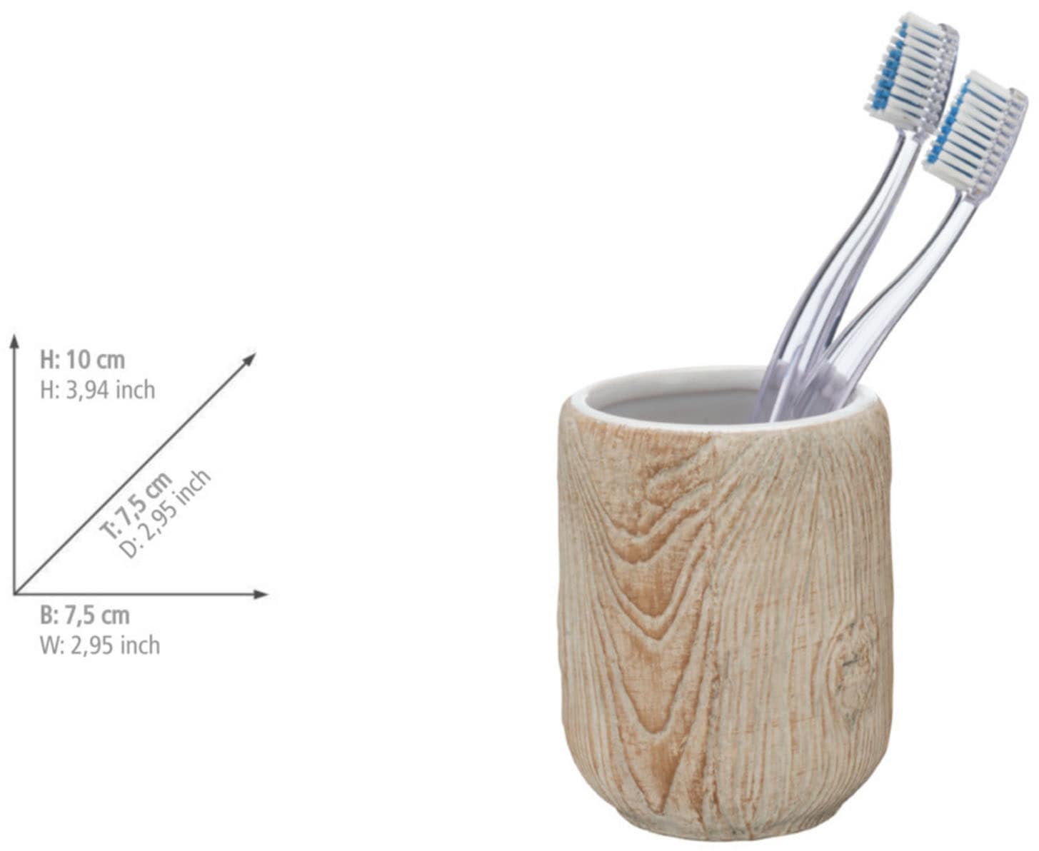 WENKO Badaccessoire-Set »Florio« bestehend aus Seifenspender, WC-Garnitur, Zahnputzbecher in Holz-Optik