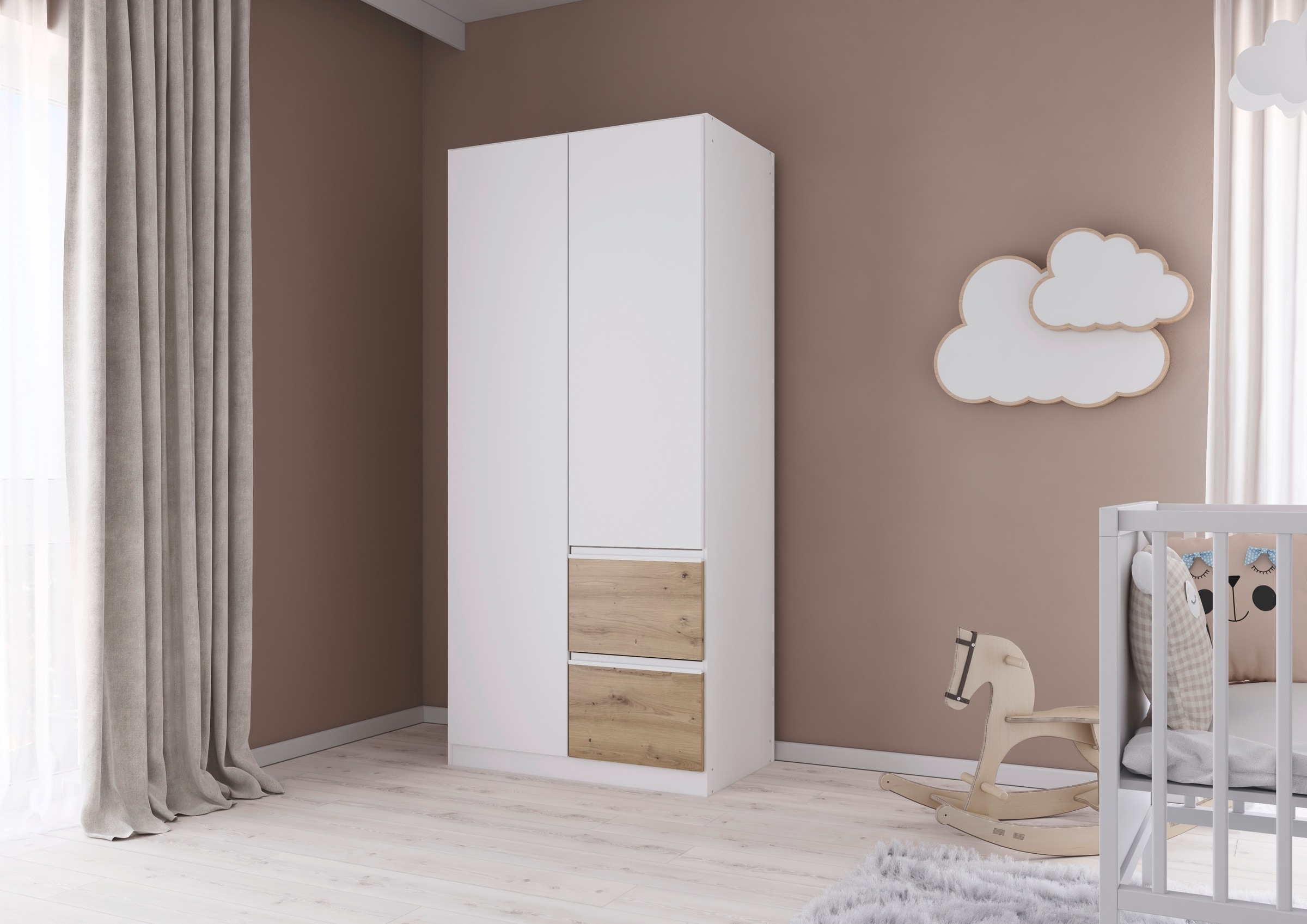 rauch Drehtürenschrank »Kleiderschrank Schrank Garderobe Wäscheschrank COSTA«, Breite 91 cm grifflose Front mit Push-to-Open Funktion MADE IN GERMANY