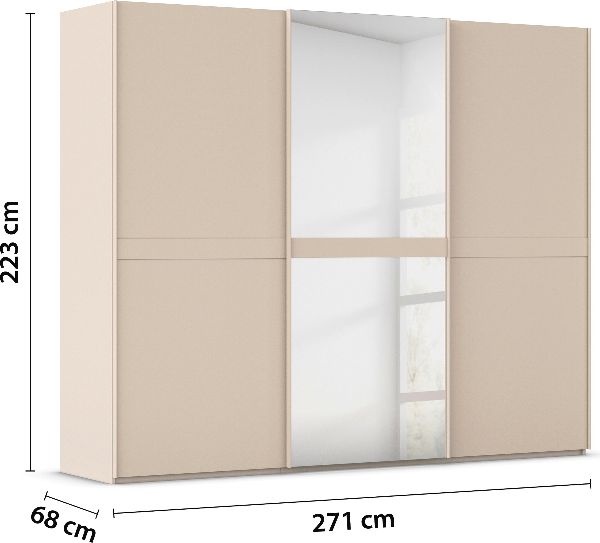 rauch Schwebetürenschrank »Kleiderschrank Schrank Garderobe Schlafzimmerschrank SCALE-LINE«, edle Optik mit Bauchbinde in Korpusfarbe mit Spiegel MADE IN GERMANY