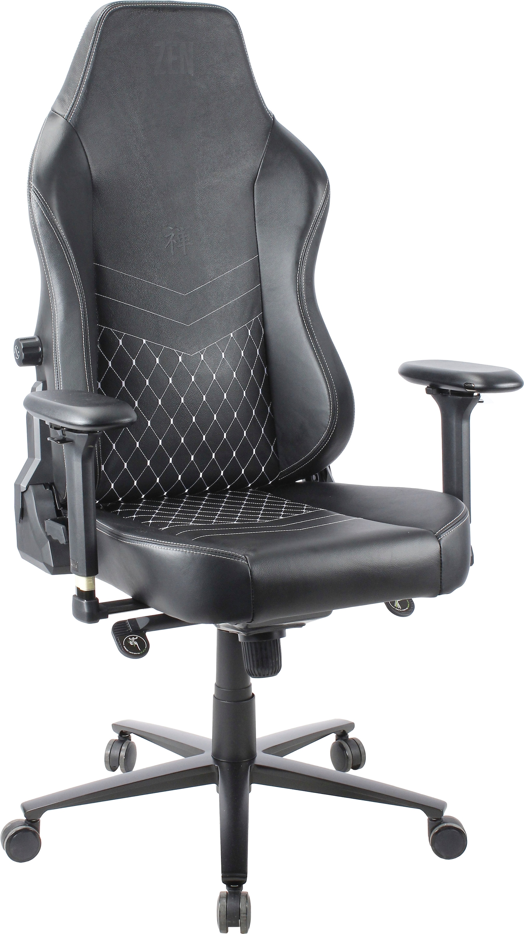 ZEN Gaming-Stuhl »SAGA Real Echtleder Gaming Chair«, 4D Premium-Metall-Armlehne, einstellbares Lordosenstütze