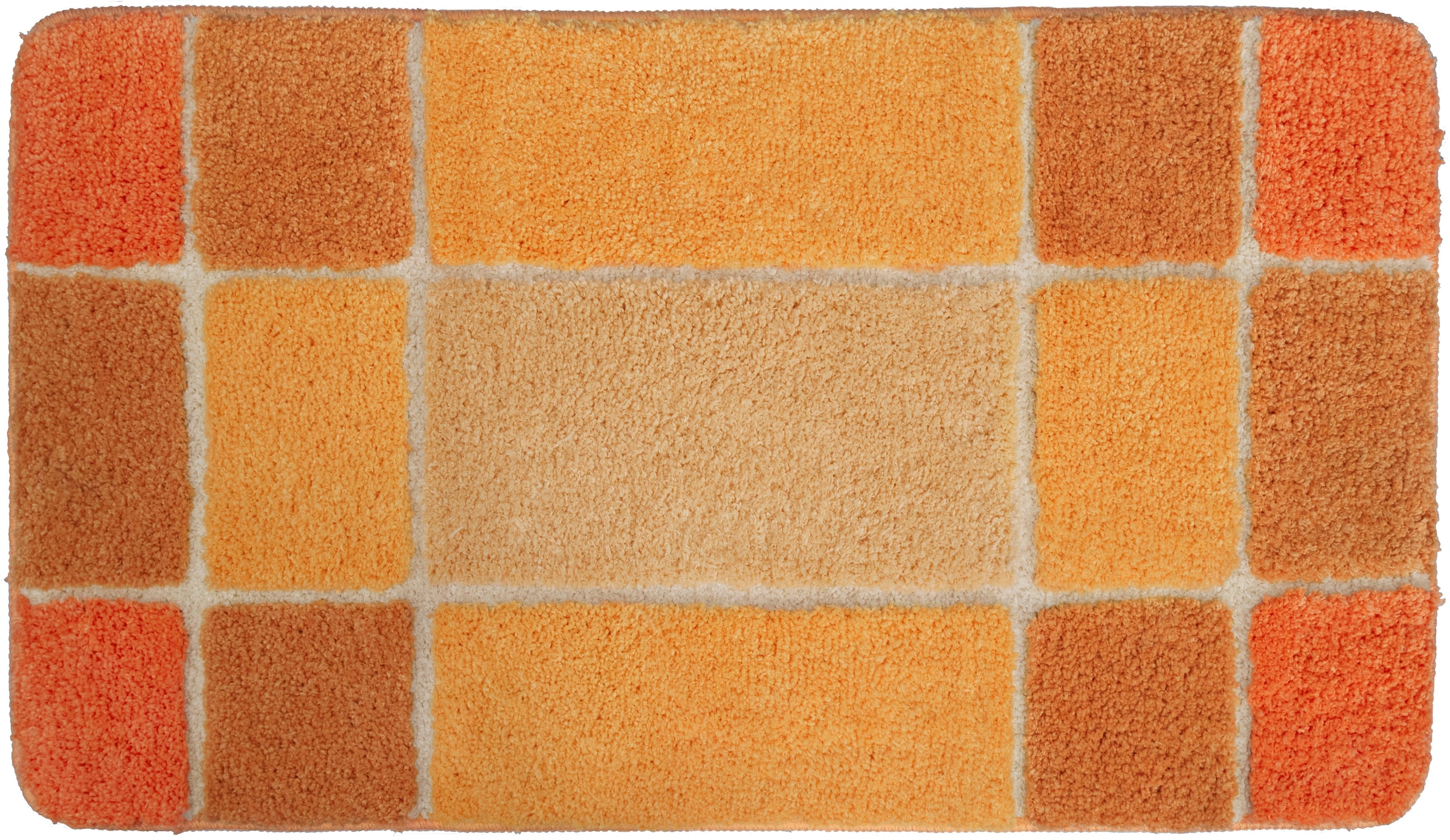 my home Badematte »Pia«, rutschhemmend beschichtet, strapazierfähig-fußbodenheizungsgeeignet-schnell trocknend, Badteppich, karierte Badematten, rechteckig, rund & als 3-tlg. Set