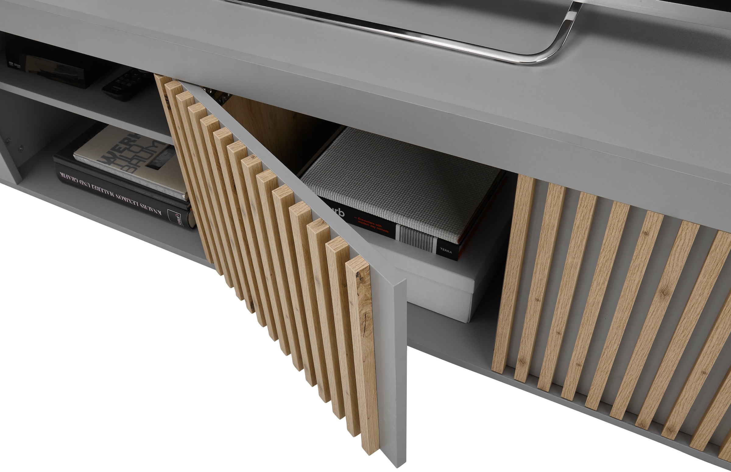 Stolkom TV-Schrank »Jasper« 2 Türen und 2 offenen Fächer, Oberboden bis 25 kg belastbar