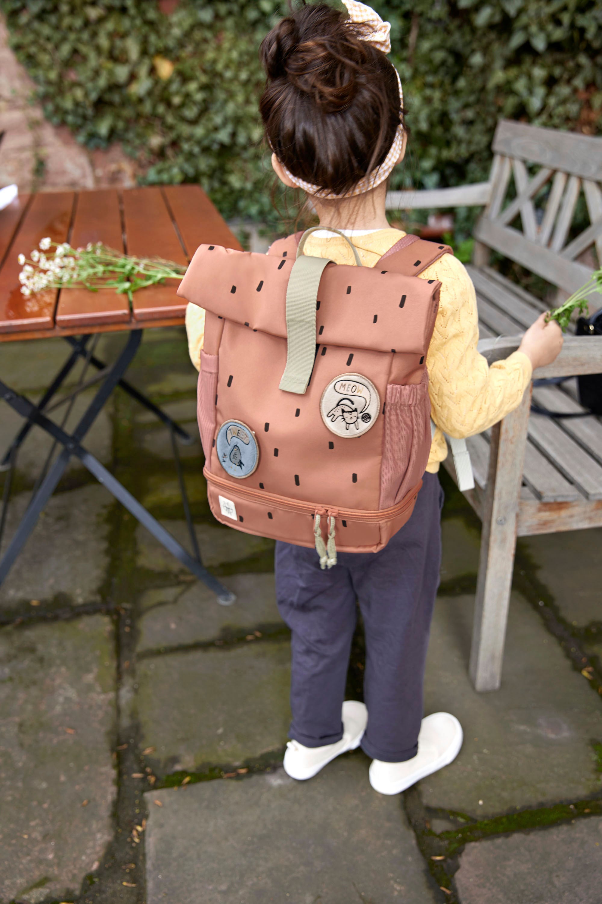 LÄSSIG Kinderrucksack »Happy Prints, Mini Rolltop, Caramel«, Reflektoren