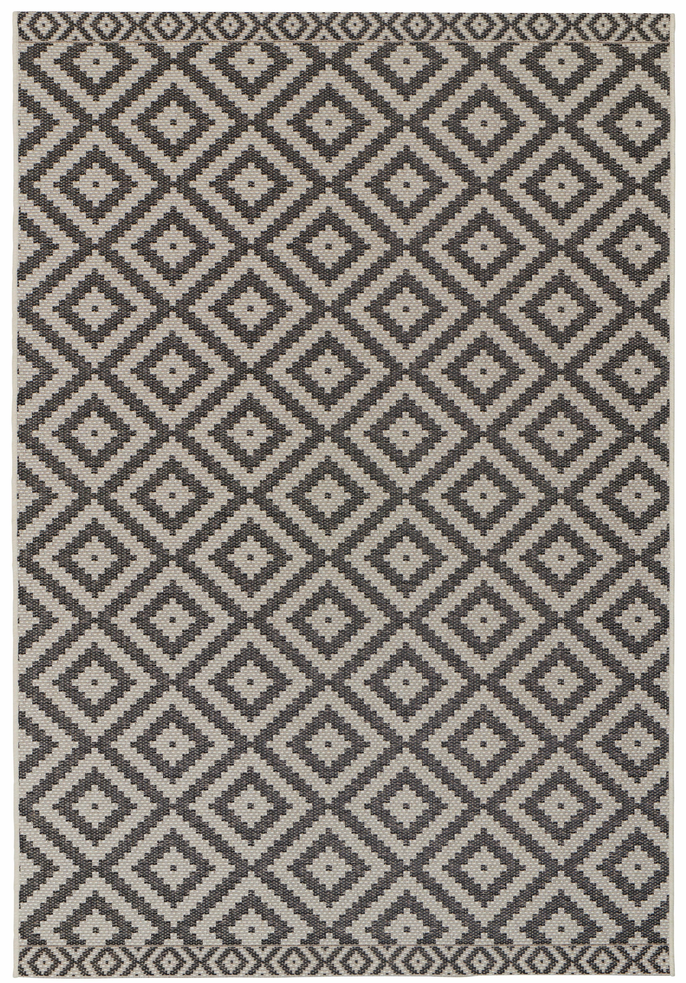 freundin Home Collection Teppich »Summer«, rechteckig, 4 mm Höhe, In-und Outdoor geeignet, Rauten Design, Pflegeleicht, Flachgewebe