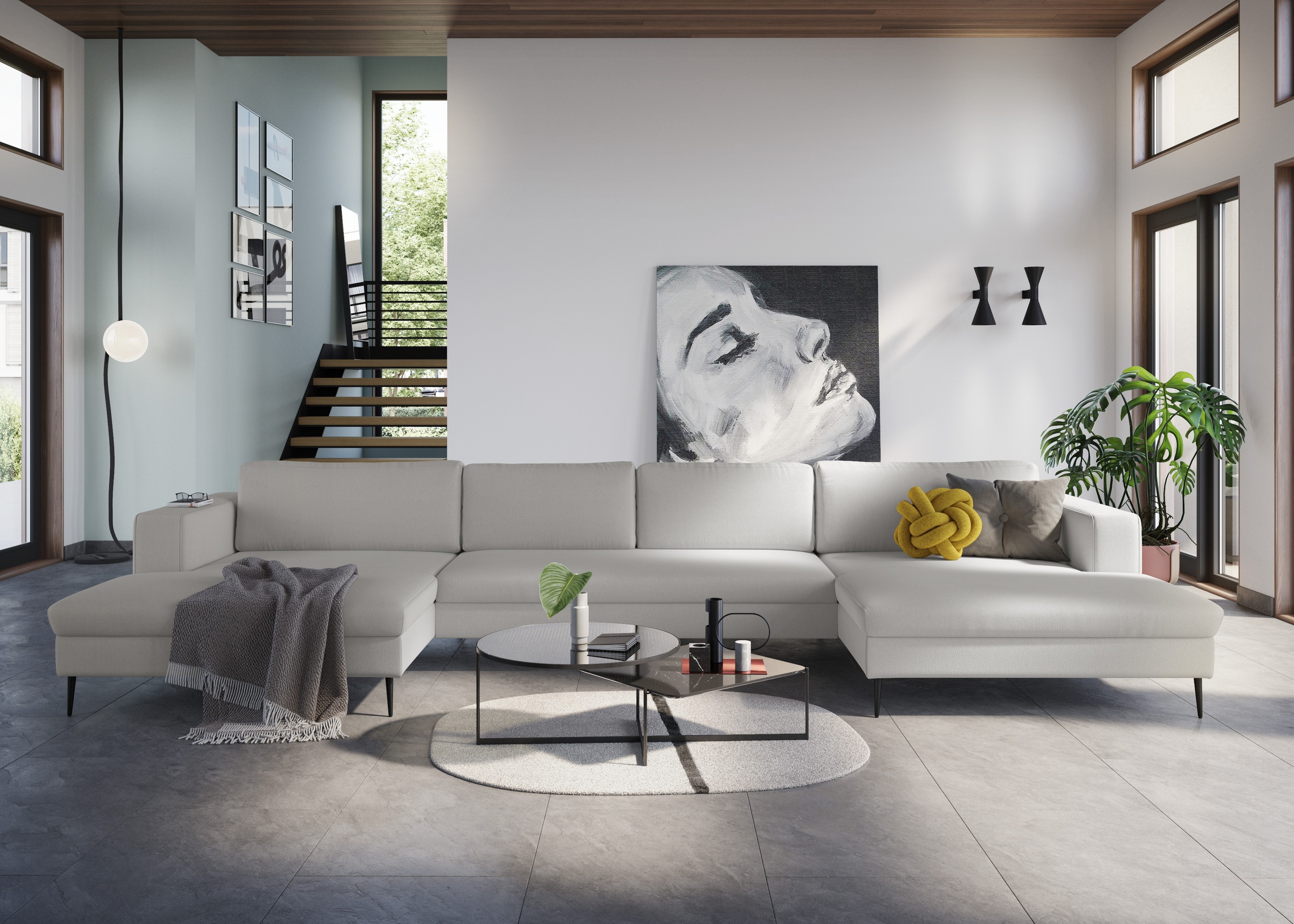 DOMO collection Wohnlandschaft »Modica U-Form aktuelles, kubisches Design m günstig online kaufen