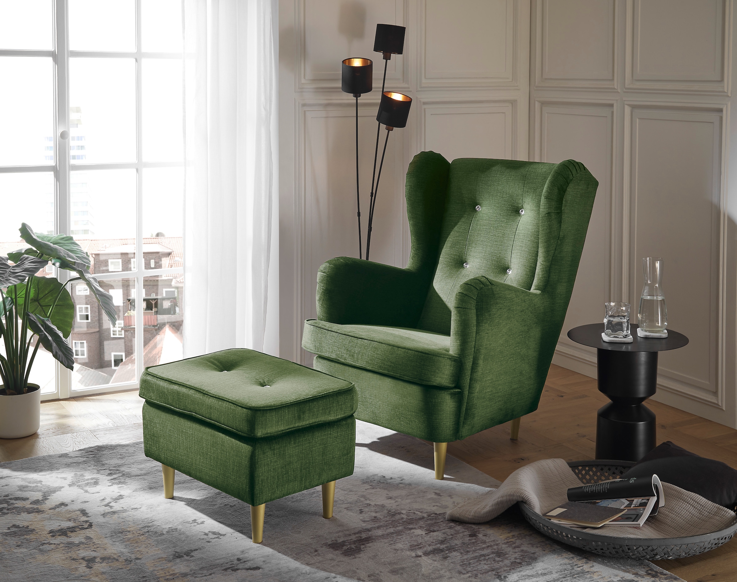 ED EXCITING DESIGN Hocker »Tom«, mit Strasssteinen und goldenen Füßen