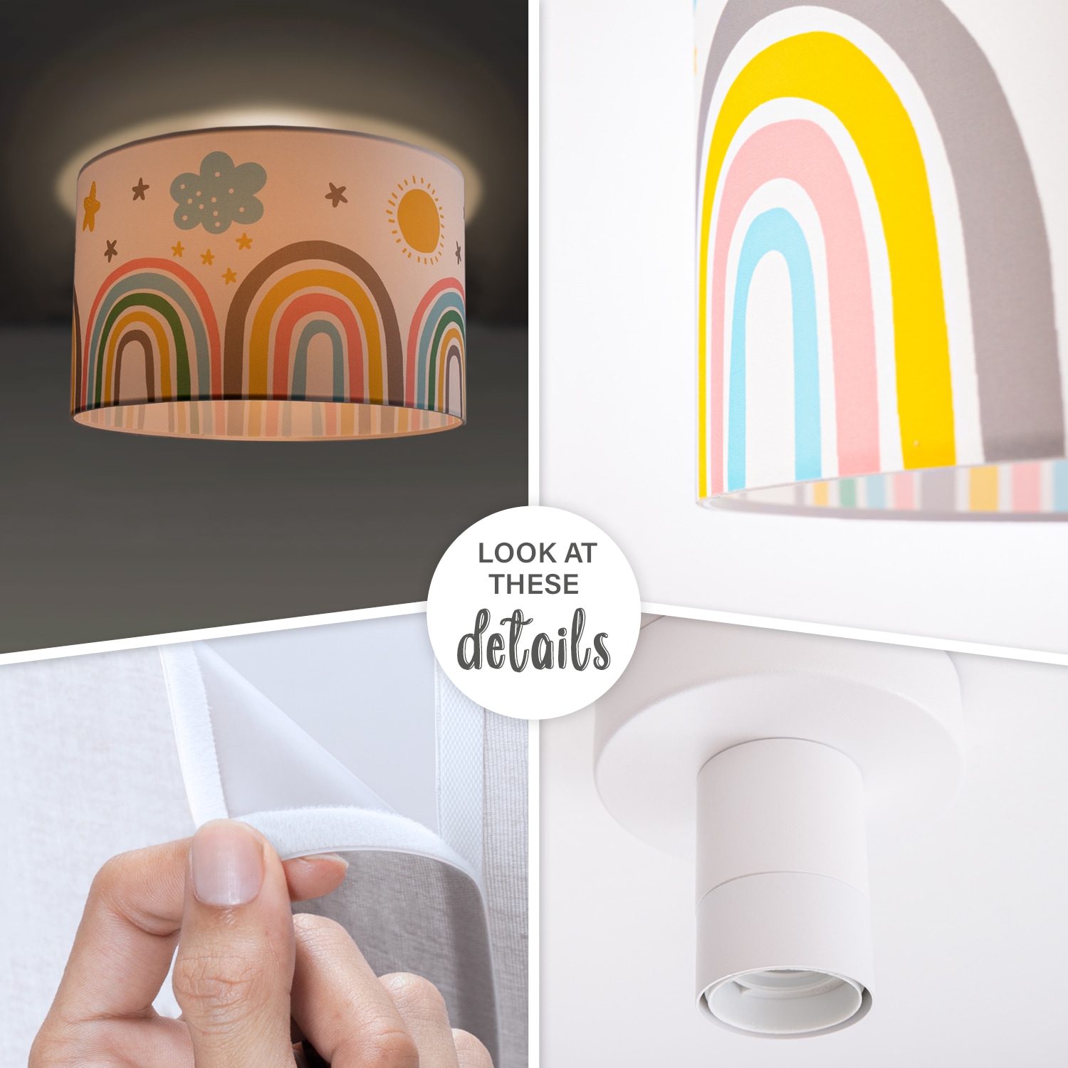 Paco Home Deckenleuchte »Tweet 462«, 1 flammig, Leuchtmittel E27 | ohne Leuchtmittel, Lampe Kinderzimmer Deckenlampe Regenbogen Sonne Wolken Sterne E27