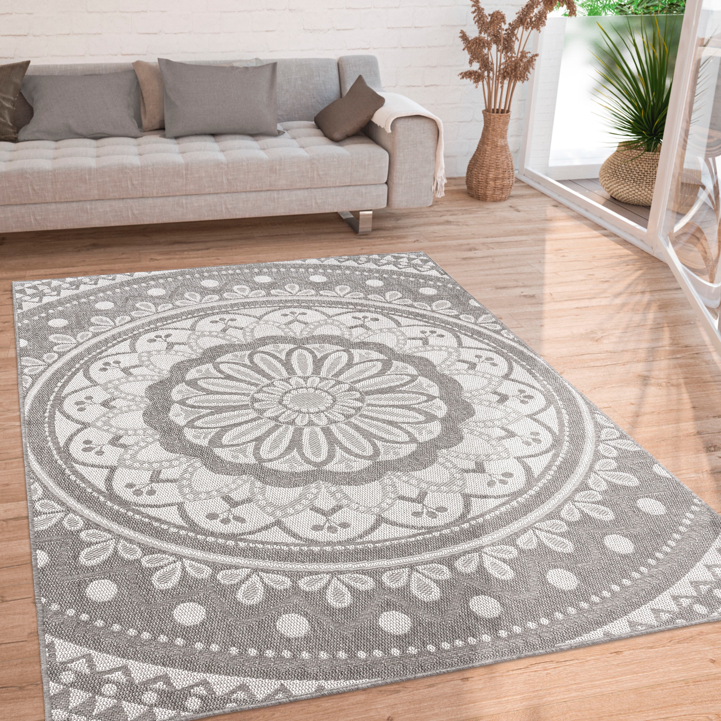 Paco Home Teppich »Brescia 471«, rechteckig, 4 mm Höhe, Flachgewebe, modernes orientalisches Design, In- und Outdoor geeignet