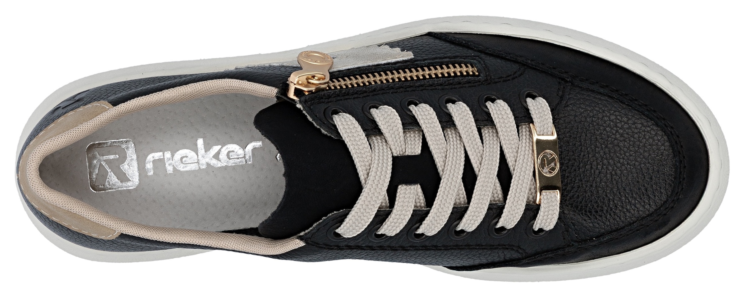 Rieker Plateausneaker  Schnürschuh, Halbschuh, Freizeitschuh mit seitlichem Reißverschluss