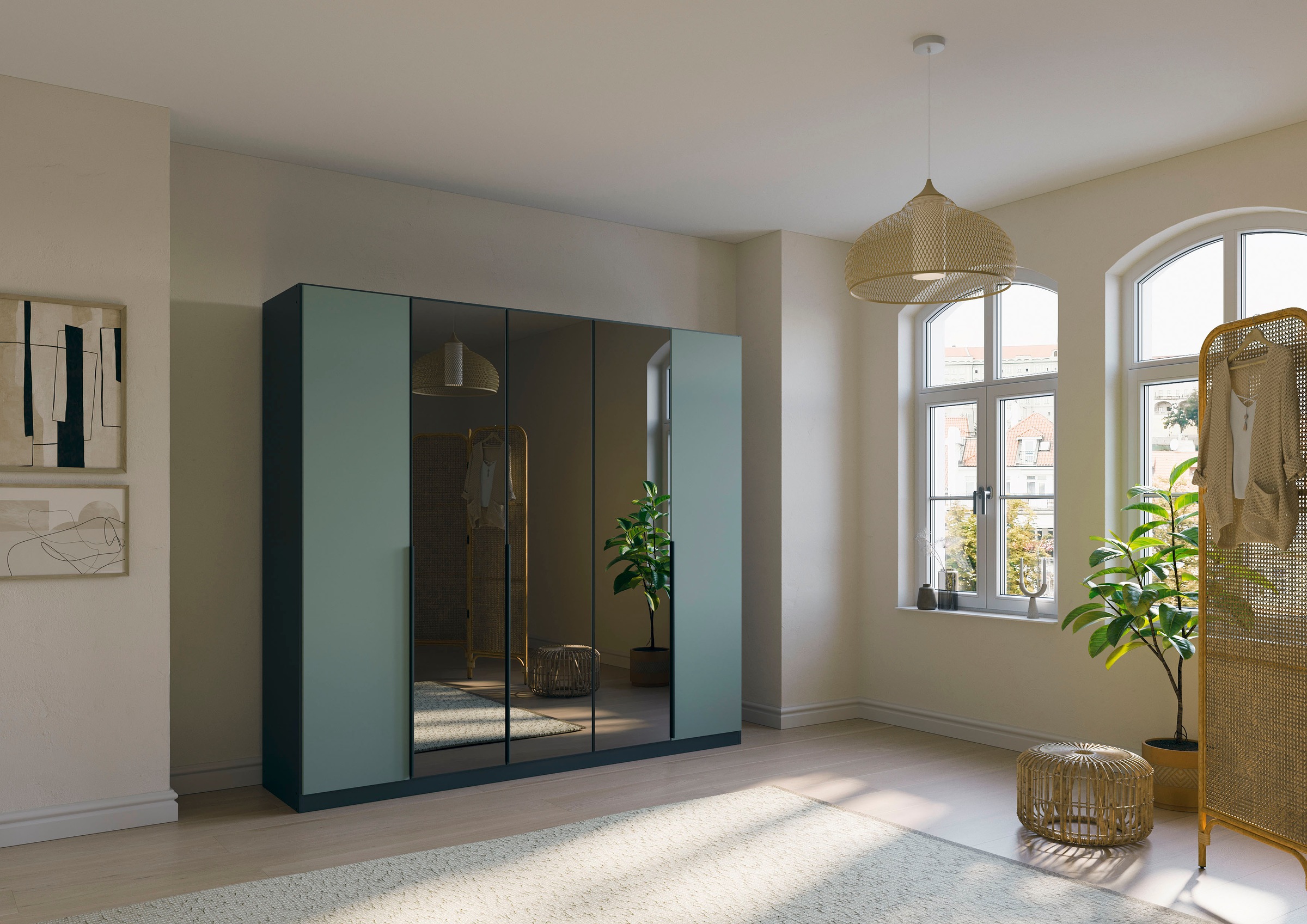 INOSIGN BY RAUCH Drehtürenschrank »Ferris Schrank Breite 2,10m BESTSELLER Schlafzimmerschrank«, Kleiderschrank mit Spiegel in den Ausführungen BASIC/CLASSIC/PREMIUM