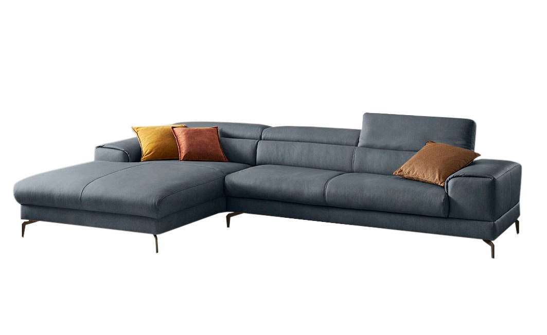 W.SCHILLIG Ecksofa »piedroo, Designsofa mit tollem Sitzkomfort, bequem und elegant, L-Form«, Kopfteilverstellung, wahlweise mit Sitztiefenverstellung, Breite 343cm