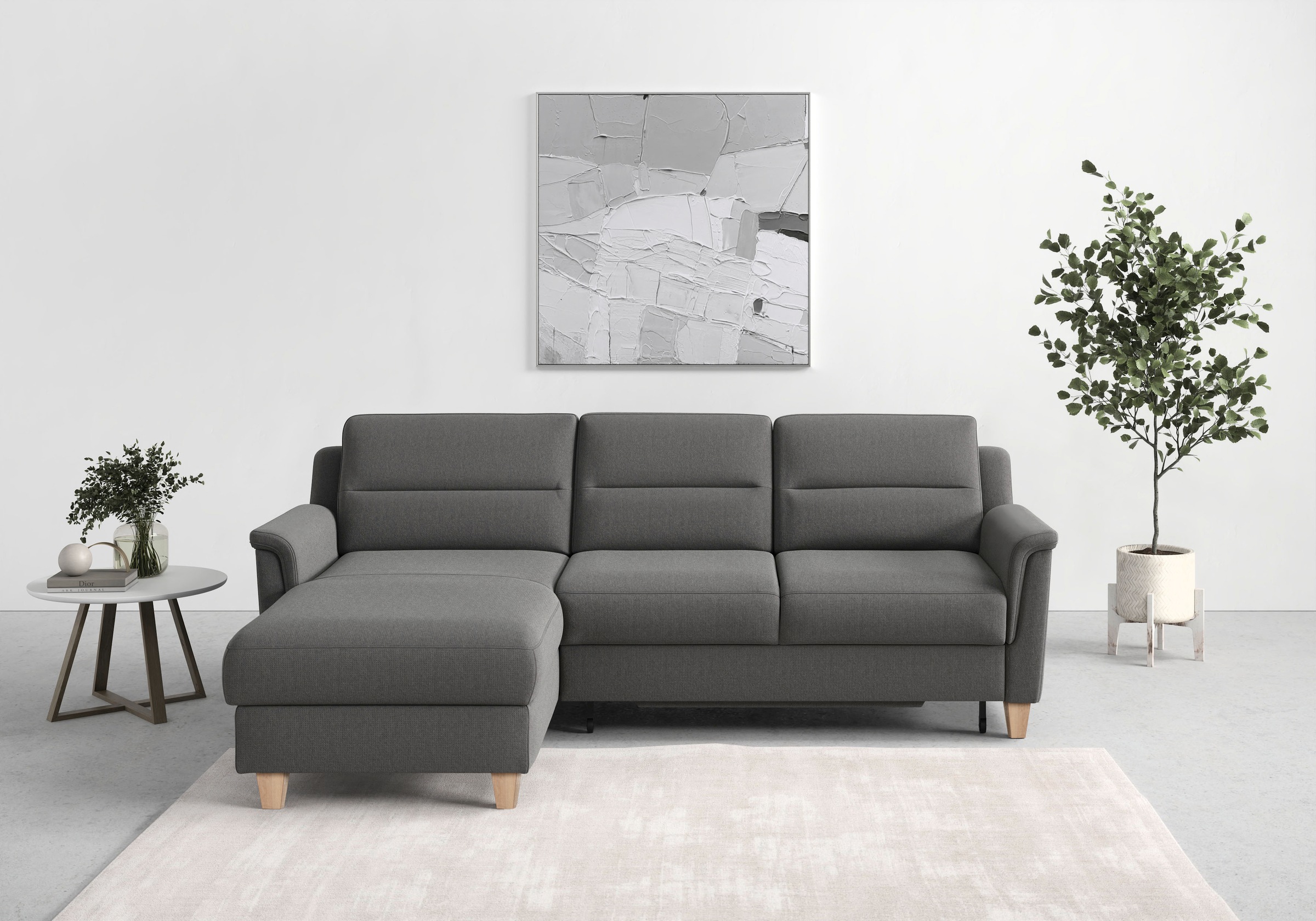 sit&more Ecksofa »Farö L-Form«, inklusive Federkern, wahlweise mit Bettfunktion und Bettkasten