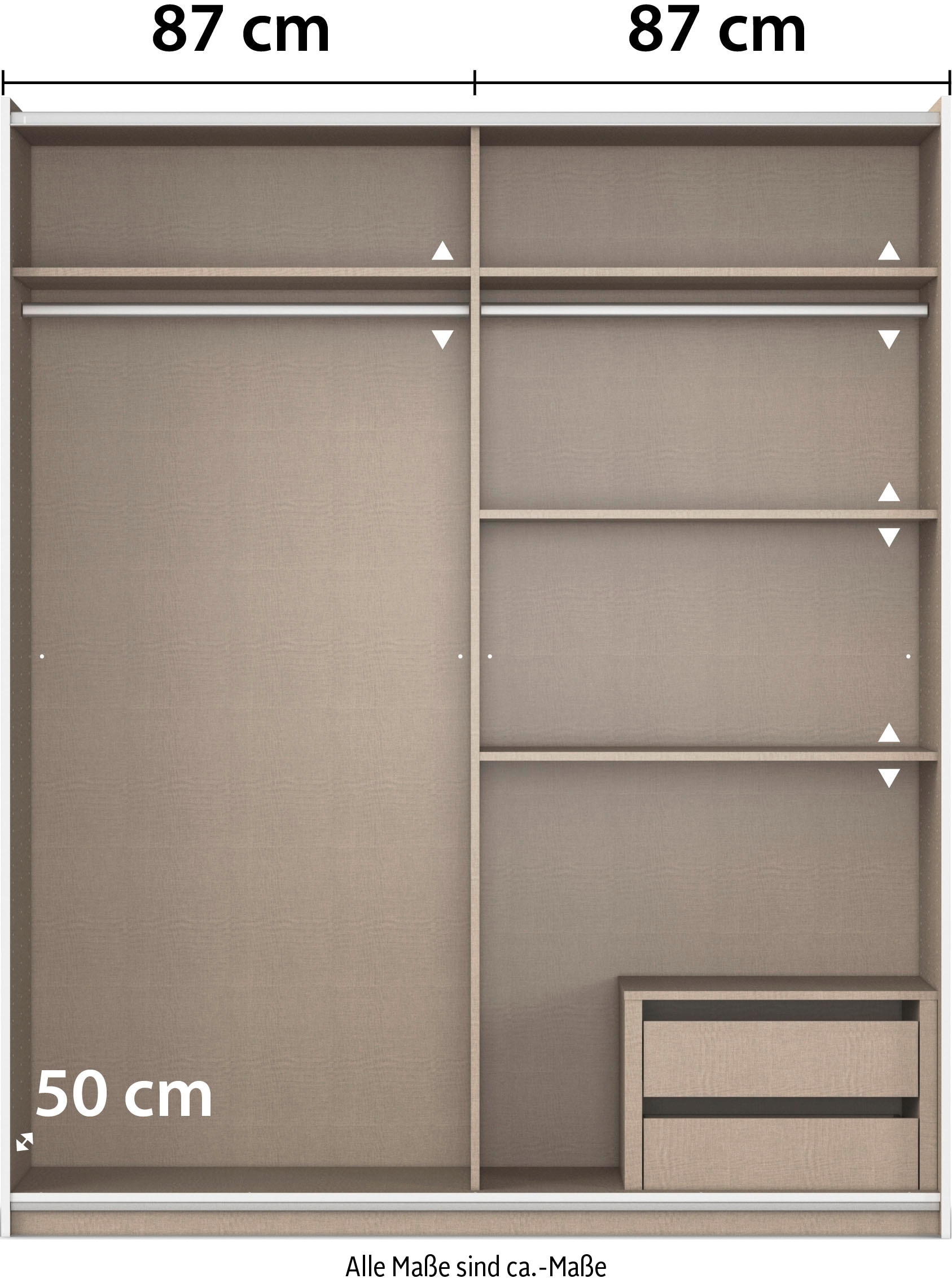 rauch Schwebetürenschrank »Kleiderschrank Garderobe TOPSELLER AURELIO mit 3 Ausstattungsvarianten«, 3 verschiedene Ausstattungsvarianten Griffe aus Metall MADE IN GERMANY