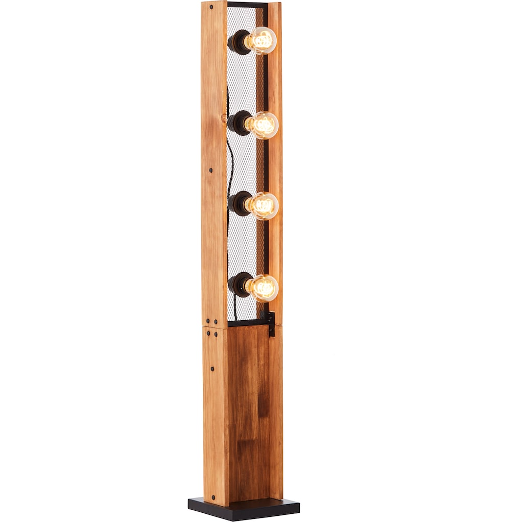 Brilliant Stehlampe »Calandra«, 4 flammig-flammig, 125,5 x 20 x 20 cm, 4 x E27, Metall/Holz, schwarz/holz