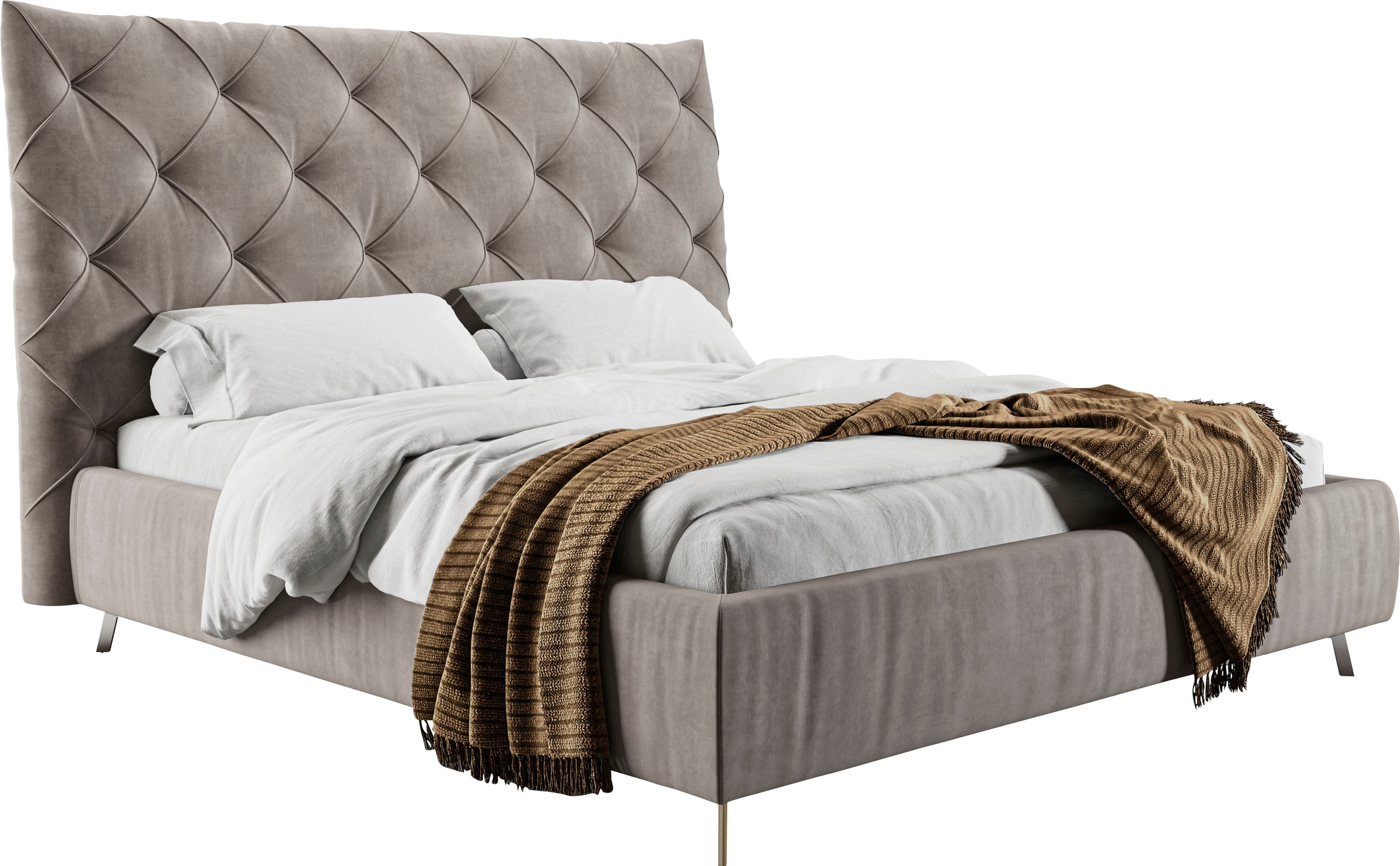 PLACES OF STYLE Polsterbett »Elloree, in 4 Breiten, hinten mit Originalstoff bezogen, auch in Leder« Kopfteilhöhe 143cm, belastbar bis 280 kg, auch in Überlänge 220cm