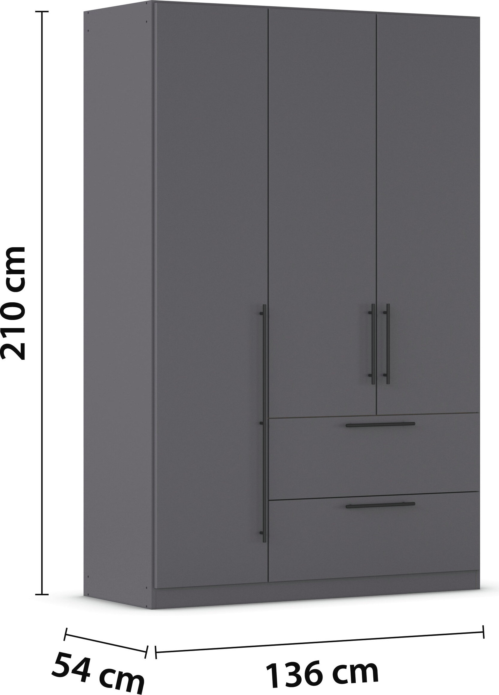 rauch Kleiderschrank »Drehtürenschrank Schrank Garderobe Wäscheschrank Schlafzimmer AVOLA«, (in 3 verschiedenen Ausstattungen BASIC/CLASSIC/PREMIUM), mit hochwertigen Stangengriffen aus Metall in Schwarz MADE IN GERMANY