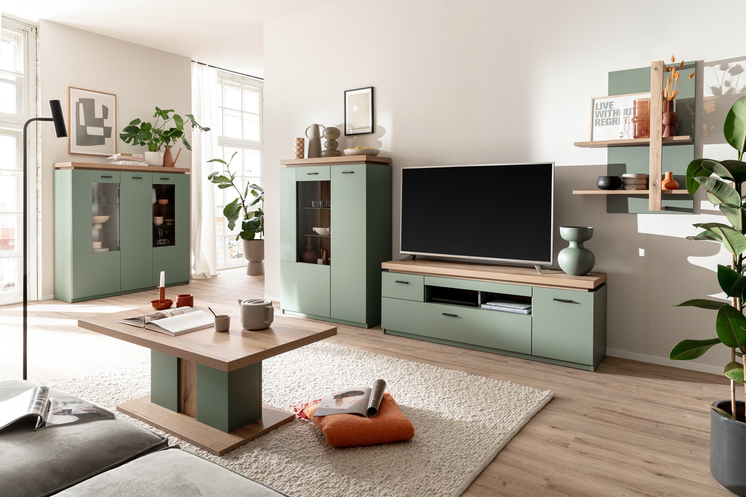 MCA furniture Wohnwand »MONIZ Wohnkomination 2«, (Komplett-Set, 3 St.), Türen/ Schubkästen gedämpft