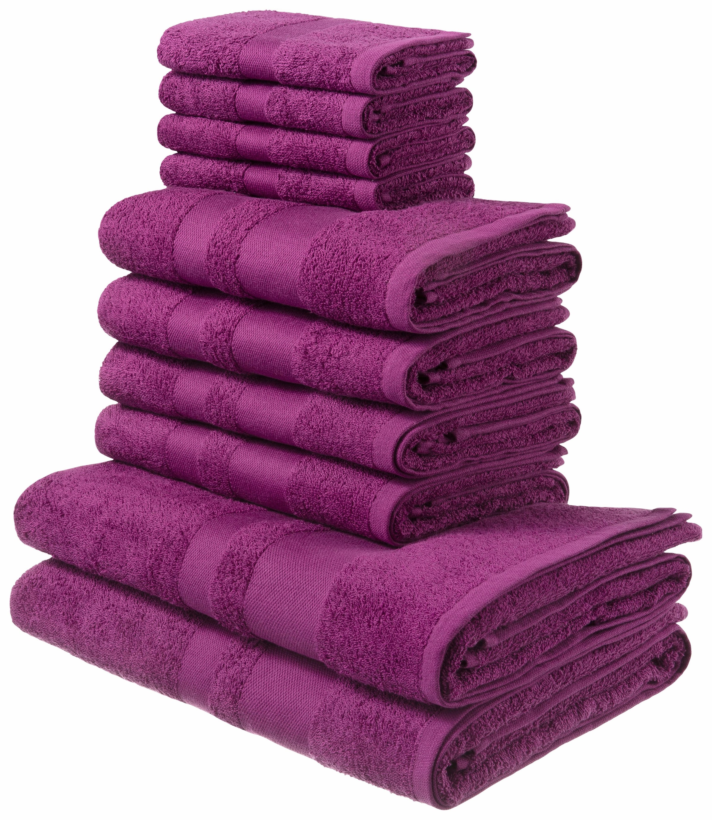 my home Handtuch Set »Vanessa«, Set, 10 tlg., Walkfrottee, Handtücher mit  Bordüre, einfarbiges Handtuch-Set aus 100% Baumwolle online kaufen