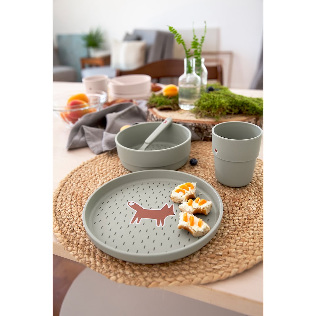 LÄSSIG Kindergeschirr-Set »Little Forest, Fuchs«, (Set, 4 tlg.), mit Teller, Schale, Becher und Löffel