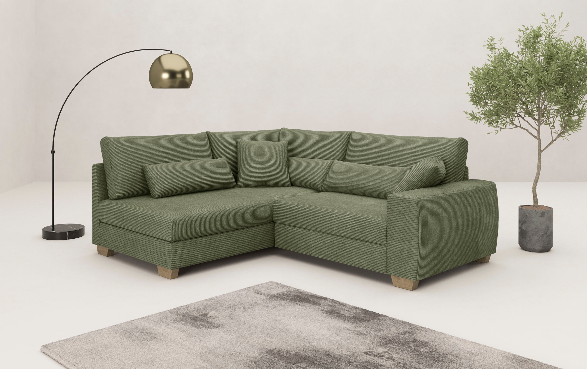 Mr. Couch Ecksofa »Hilla L-Form« Mit Federkern, wahlweise mit Bettfunktion günstig online kaufen