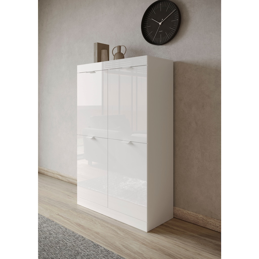 INOSIGN Highboard »Slim«, Breite 91 cm, weiß Hochglanz Lack