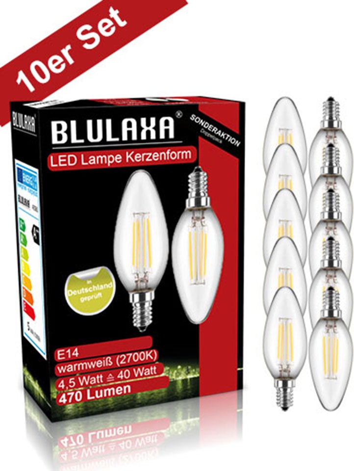 BLULAXA LED-Filament »Retro Multi«, E14, 10 St., Warmweiß, 10er-Set, Promot günstig online kaufen