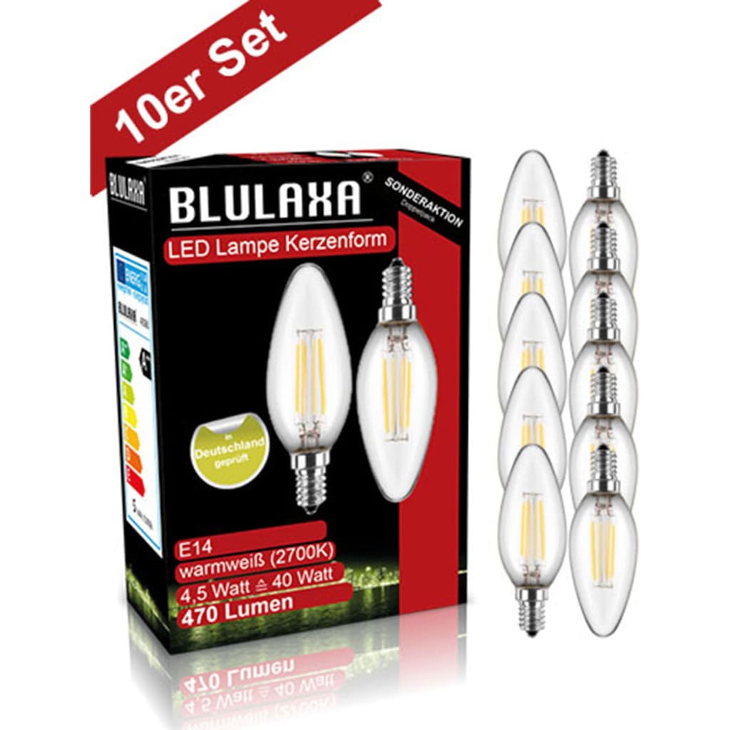 BLULAXA LED-Filament »Retro Multi«, E14, 10 St., Warmweiß
