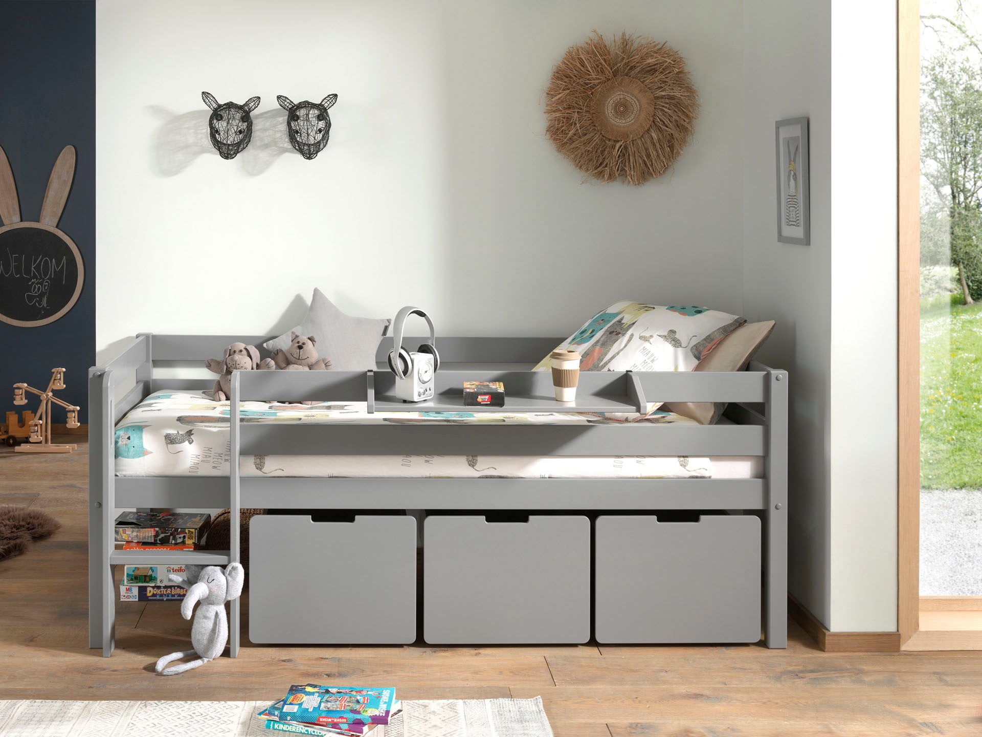 Vipack Spielbett »Pino, Kiefer massiv, mit Rolllattenrost, 3 Rollboxen, Mad günstig online kaufen