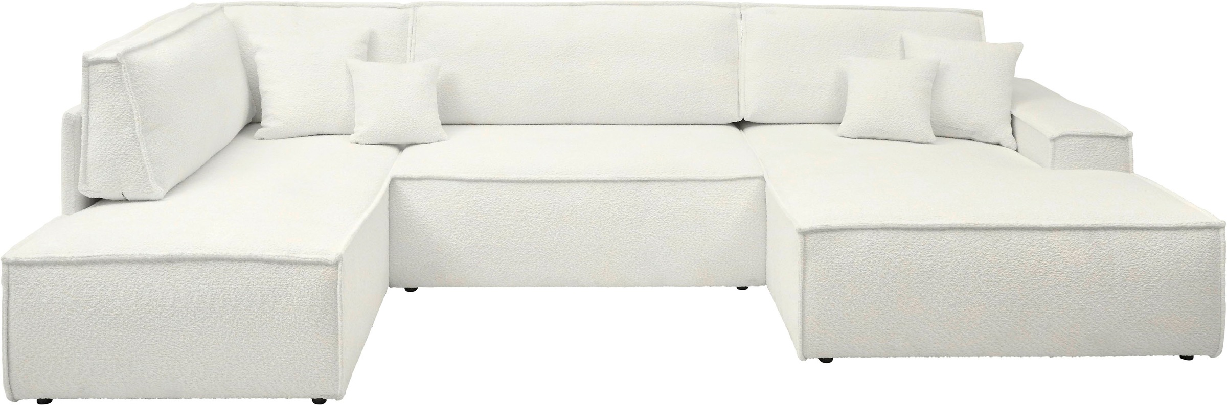 andas Wohnlandschaft »FINNLEY U-Form XXL 329 cm, Schlafsofa, Schlaffunktion m. Bettkasten«, (194/139 cm), Bouclé, Struktur und Cord