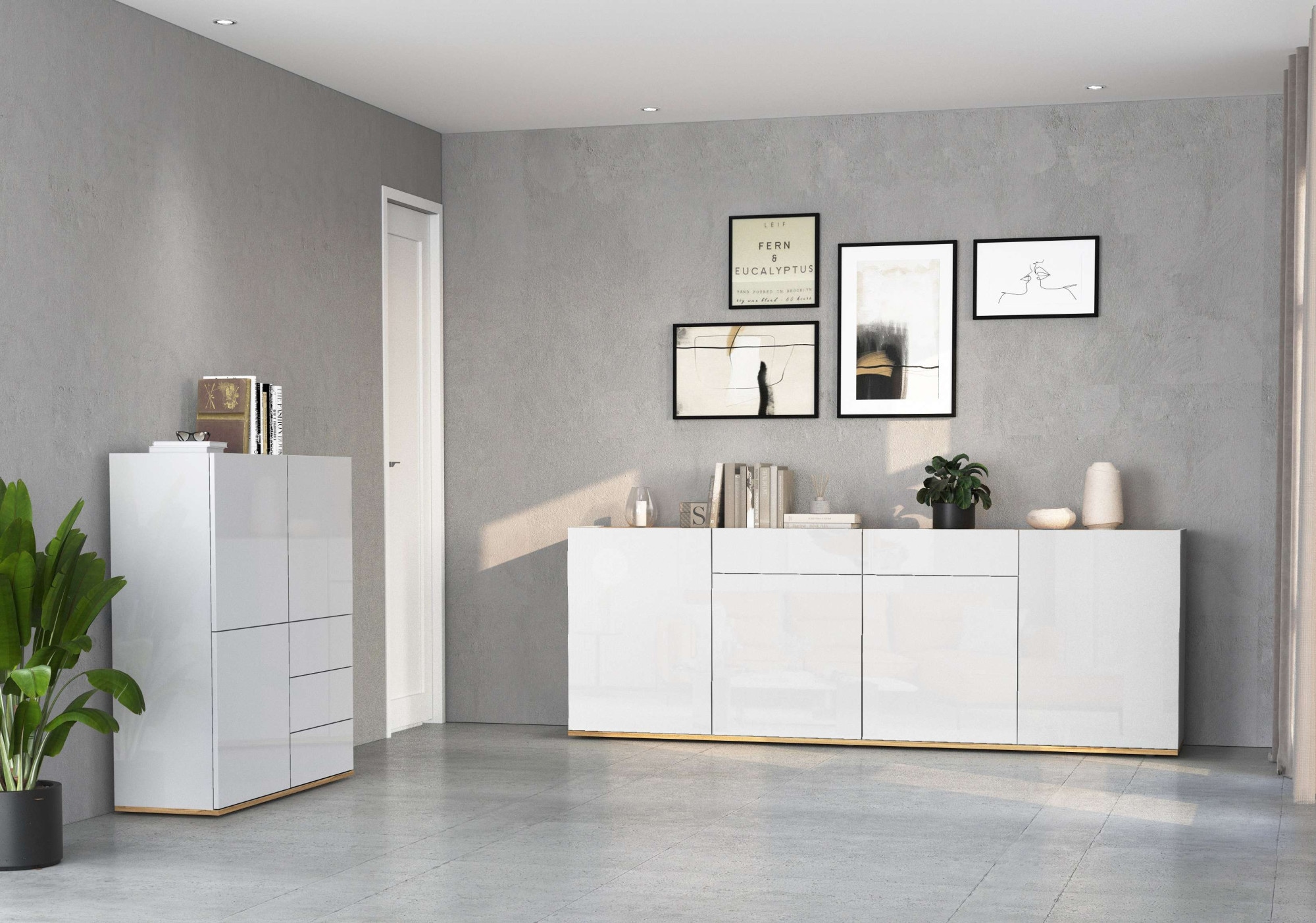 INOSIGN Highboard »GARDA Highboard, Kommode, Schrank, Grifflos mit Push to Open«, (1 St.), 3 Türen, 3 Schubladen, grifflos Breite 102 cm