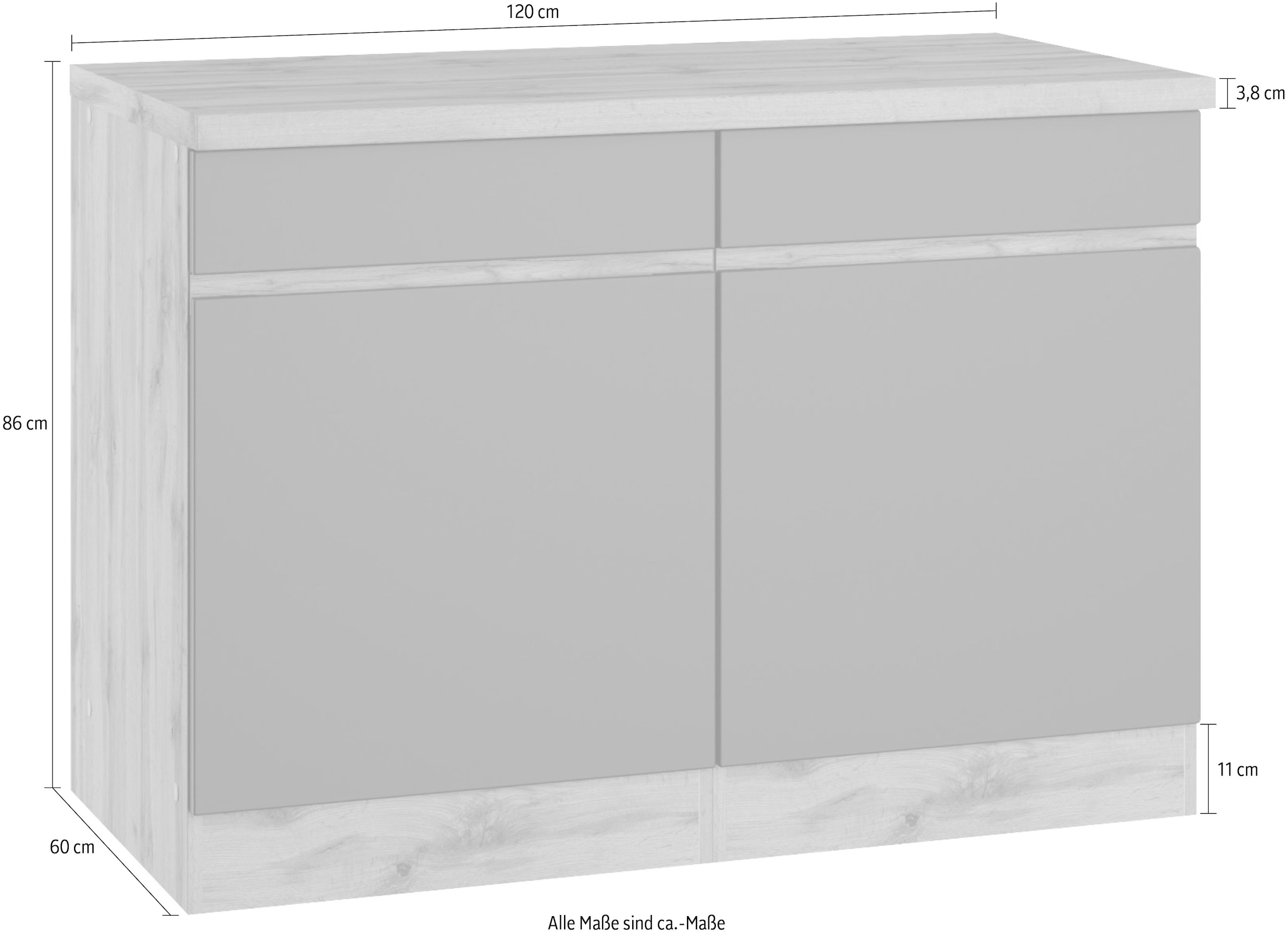 KOCHSTATION Unterschrank »KS-Riesa«, Breite 120 cm, MDF-Fronten