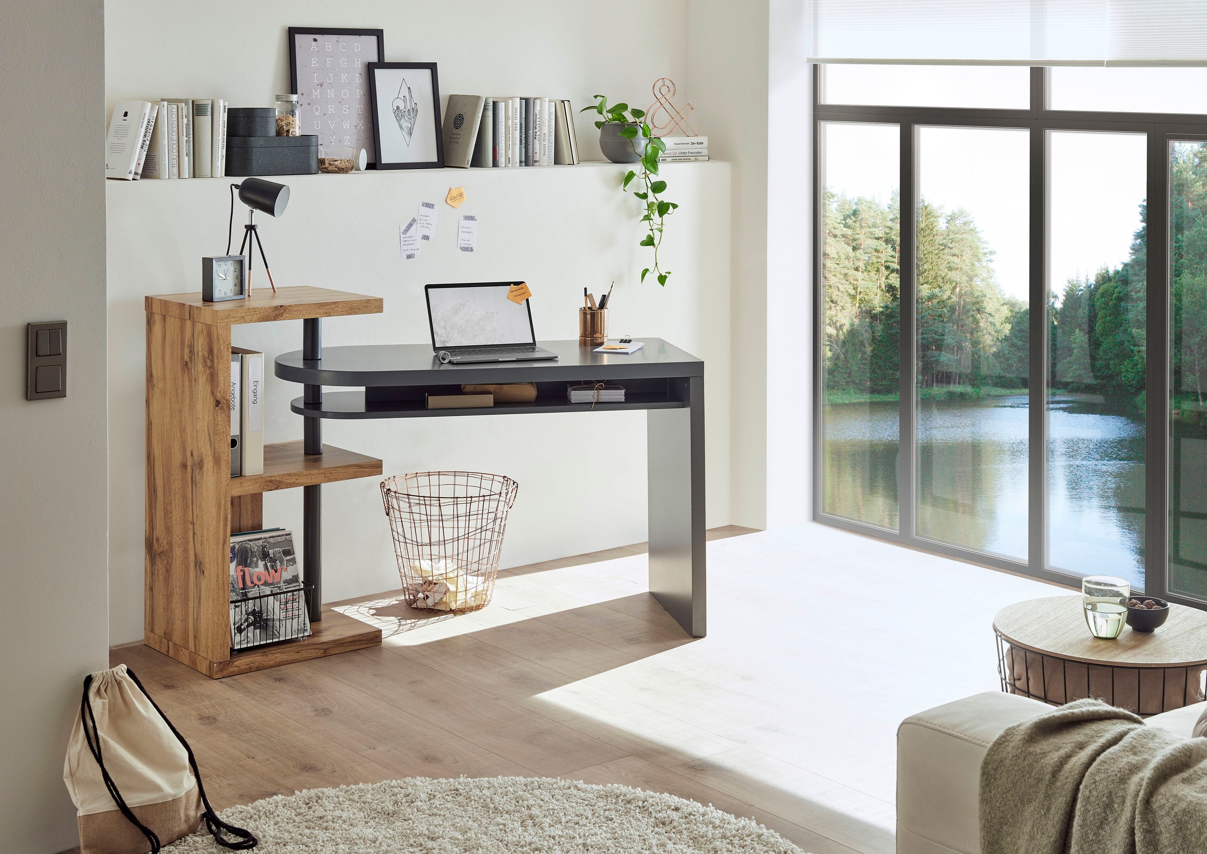 MCA furniture Schreibtisch »Moura«, mit Regalelment weiß hochglanz, Tischpl günstig online kaufen