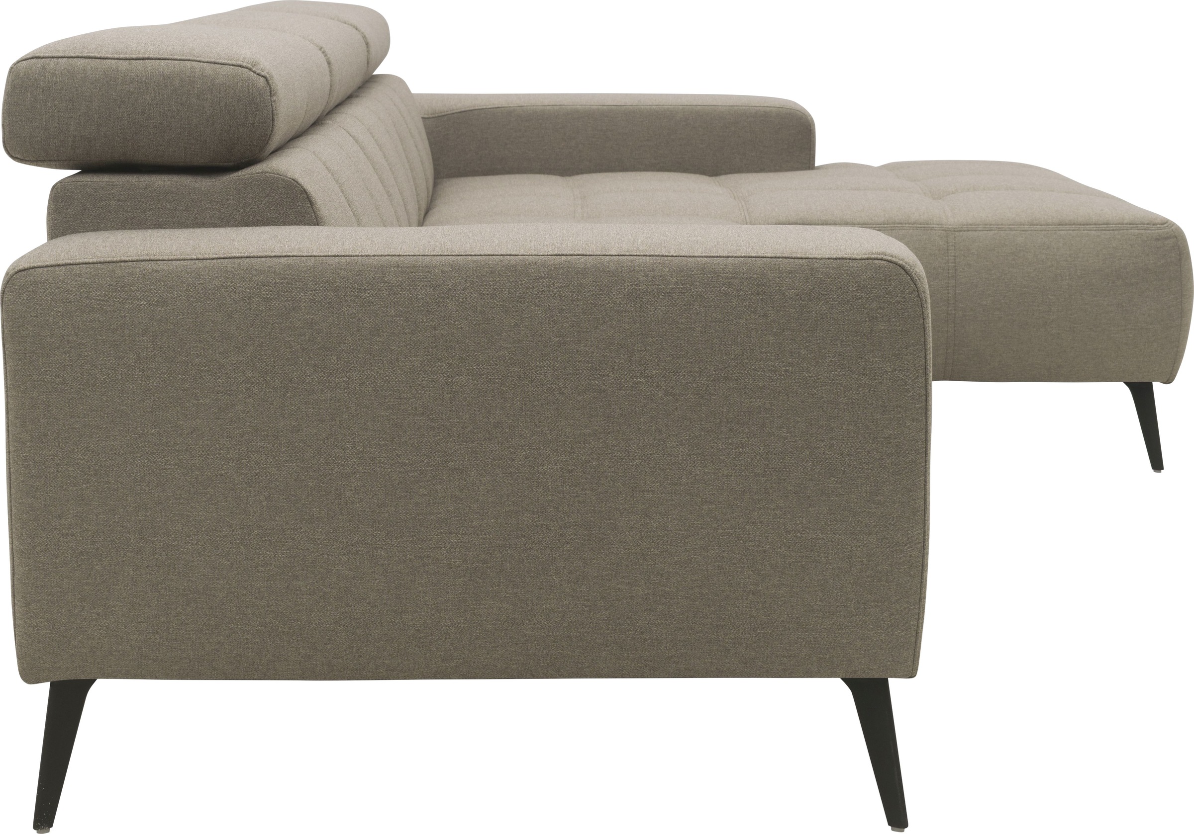 DOMO collection Ecksofa »Trento L-Form, mit Kufenfuß oder Einzelfuß«, wahlweise mit Kopfteilverstellung, Recamiere links/rechts bestellbar