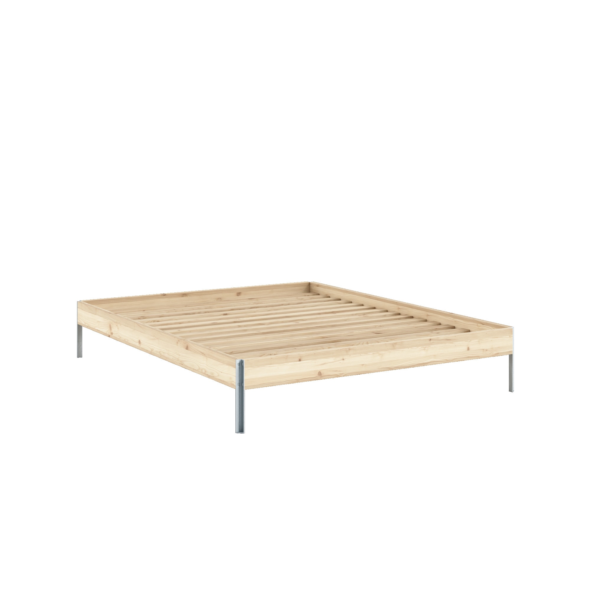 Karup Design Bettgestell »CORE BED Bodenbett, Holzrahmen, Futonbett, Jugendbett, Holzbett«, Massivholzbett mit Lattenrost, Kiefer massiv, Doppelbett ohne Kopfteil