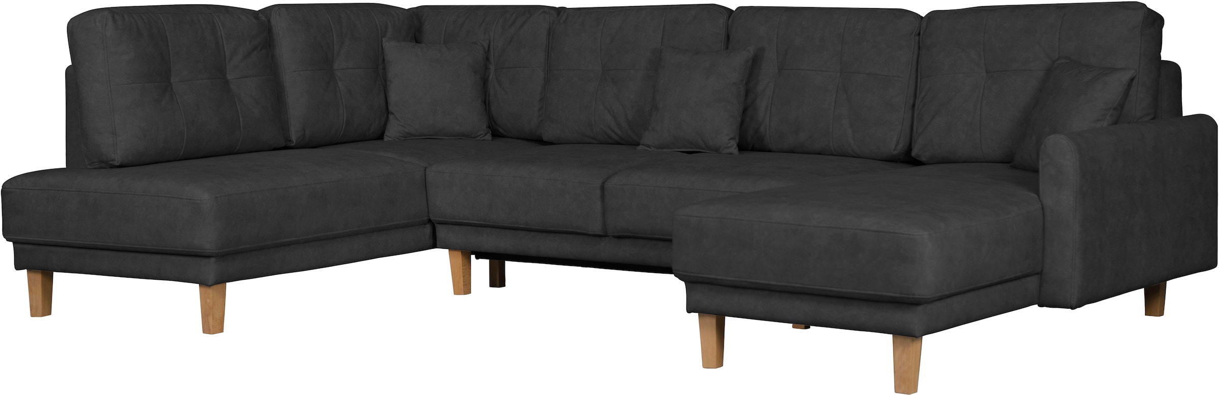 Home affaire Wohnlandschaft »TRIPLO U-Form wahlweise mit Schlaffunktion, B/T/H: 310/192/90 cm«, Schlafsofa, auch mit Bettkasten, Steppung im Rückenkissen